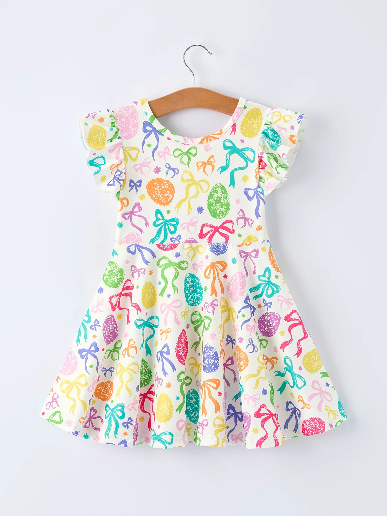 Rainbow Easter Egg Bow Girls Dress - Image 8
