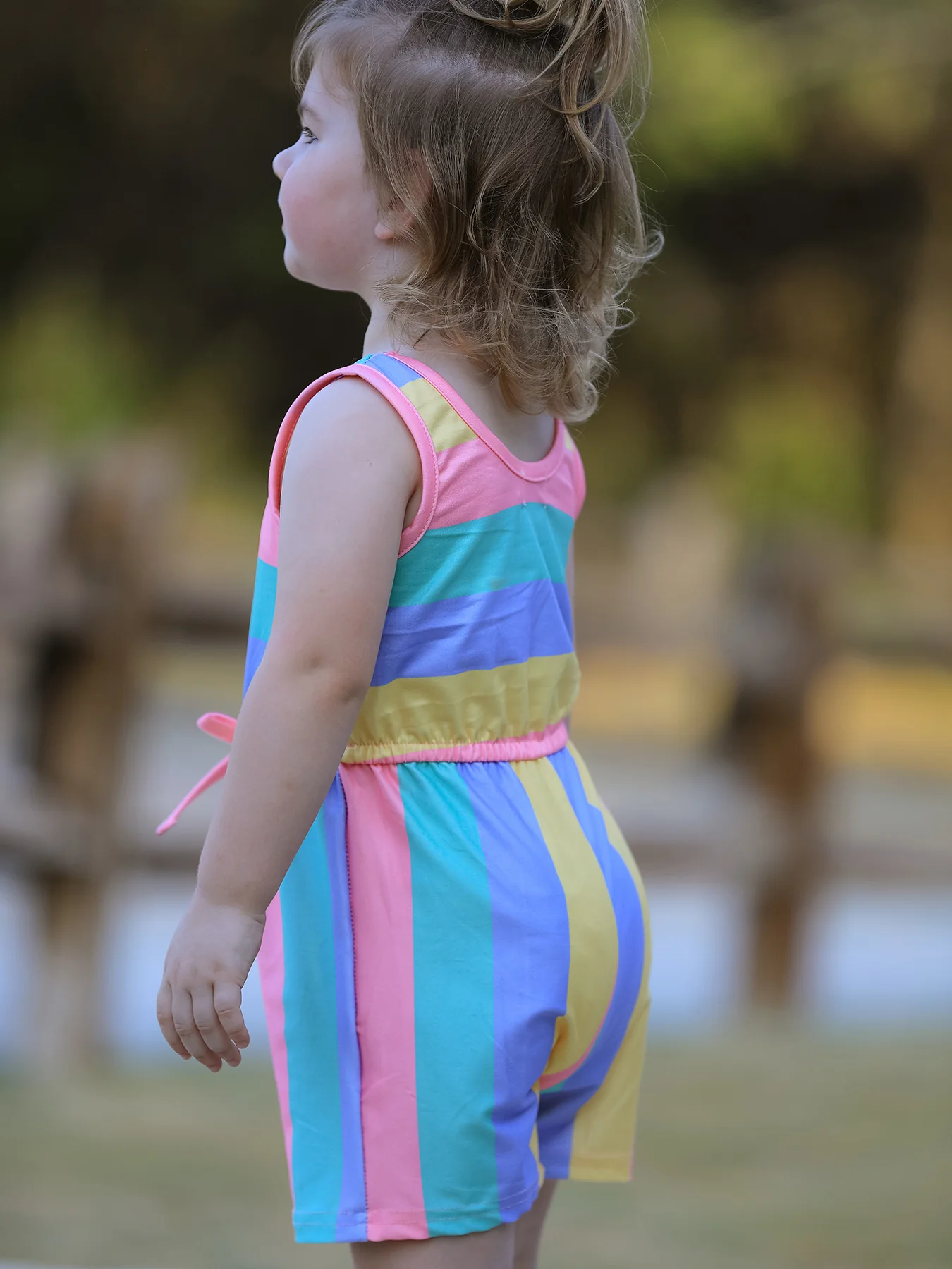Rainbow Striped Milk Silk 3-piece Jumpsuit Set - Image 19