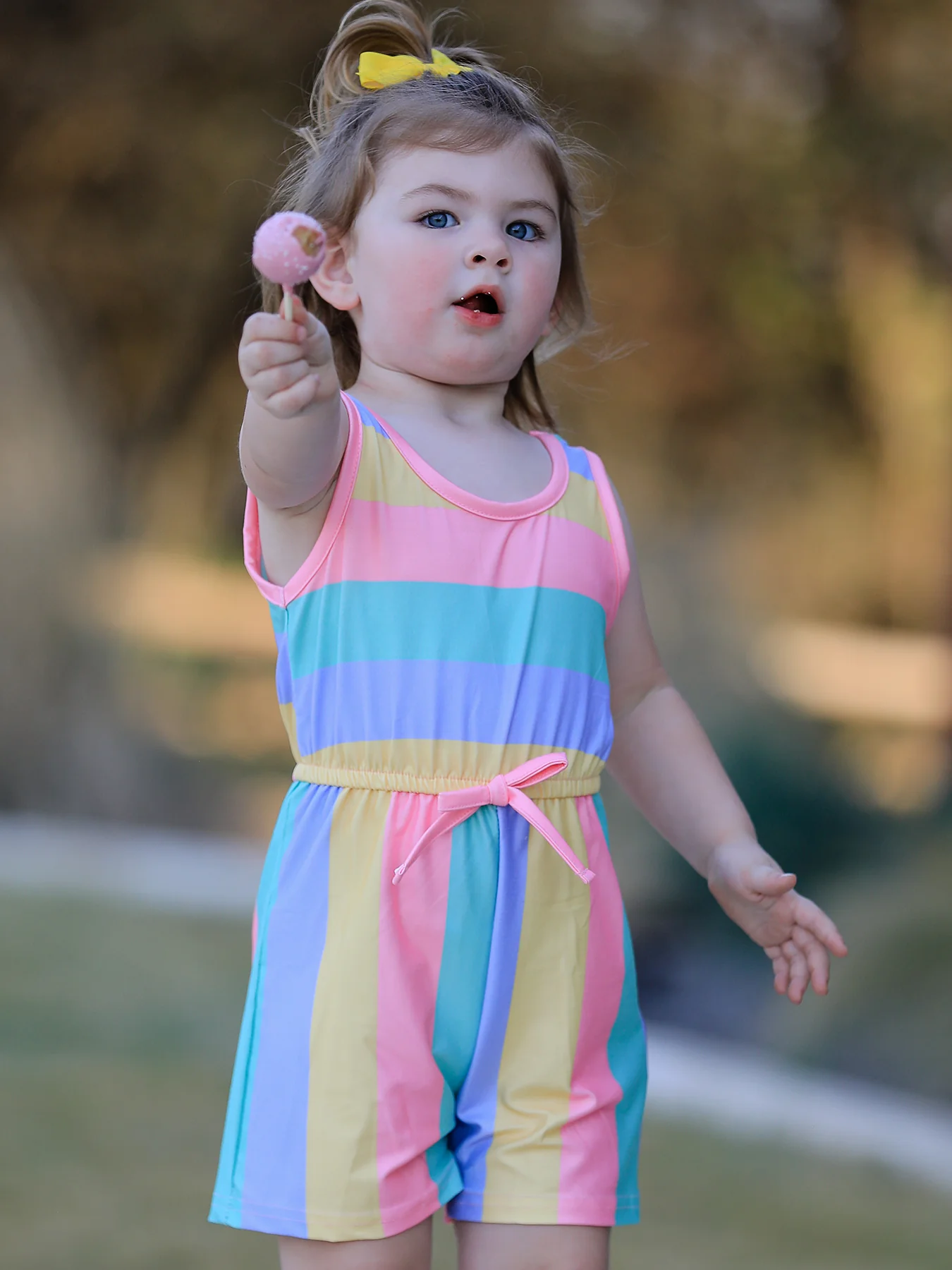 Rainbow Striped Milk Silk 3-piece Jumpsuit Set - Image 20