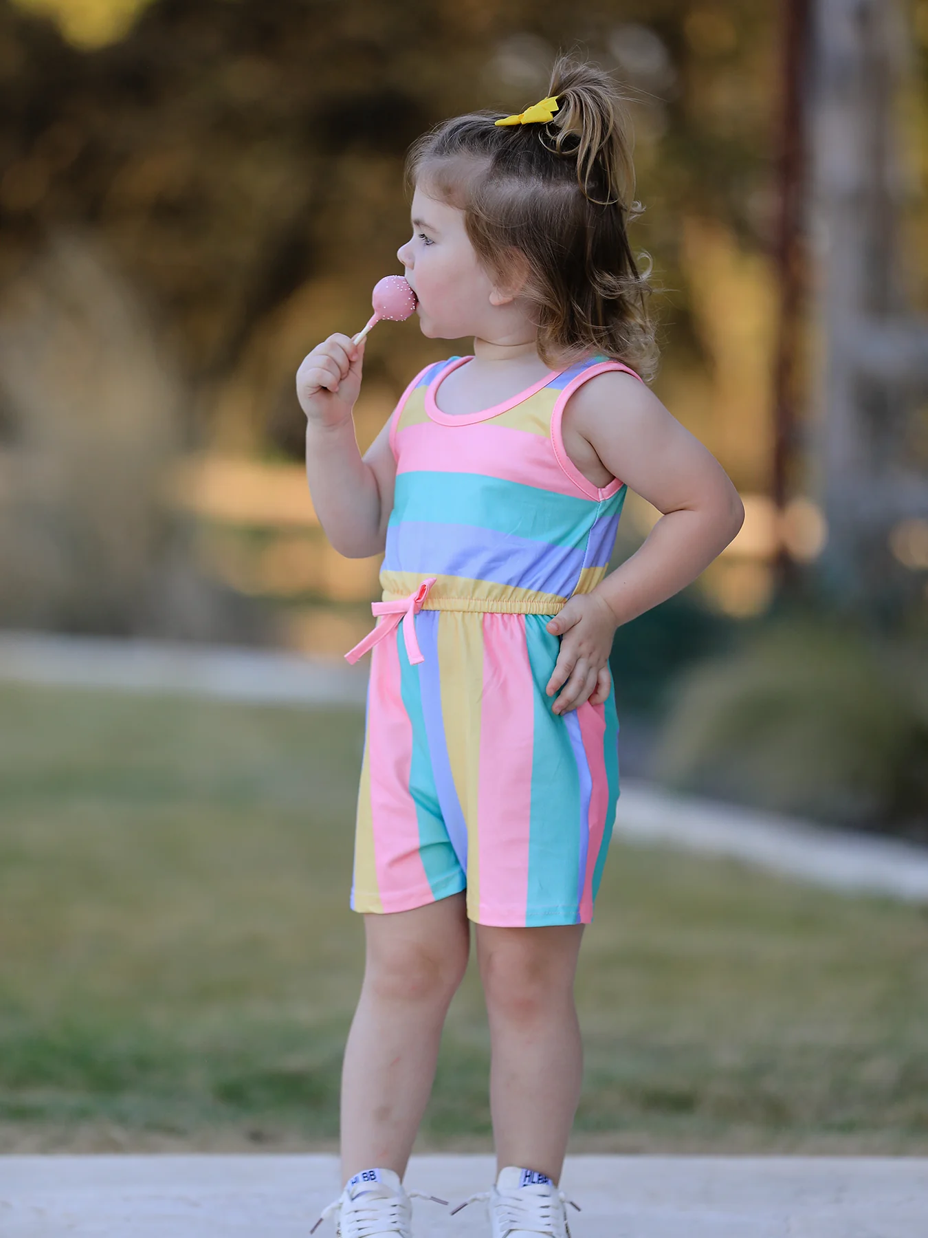 Rainbow Striped Milk Silk 3-piece Jumpsuit Set - Image 21