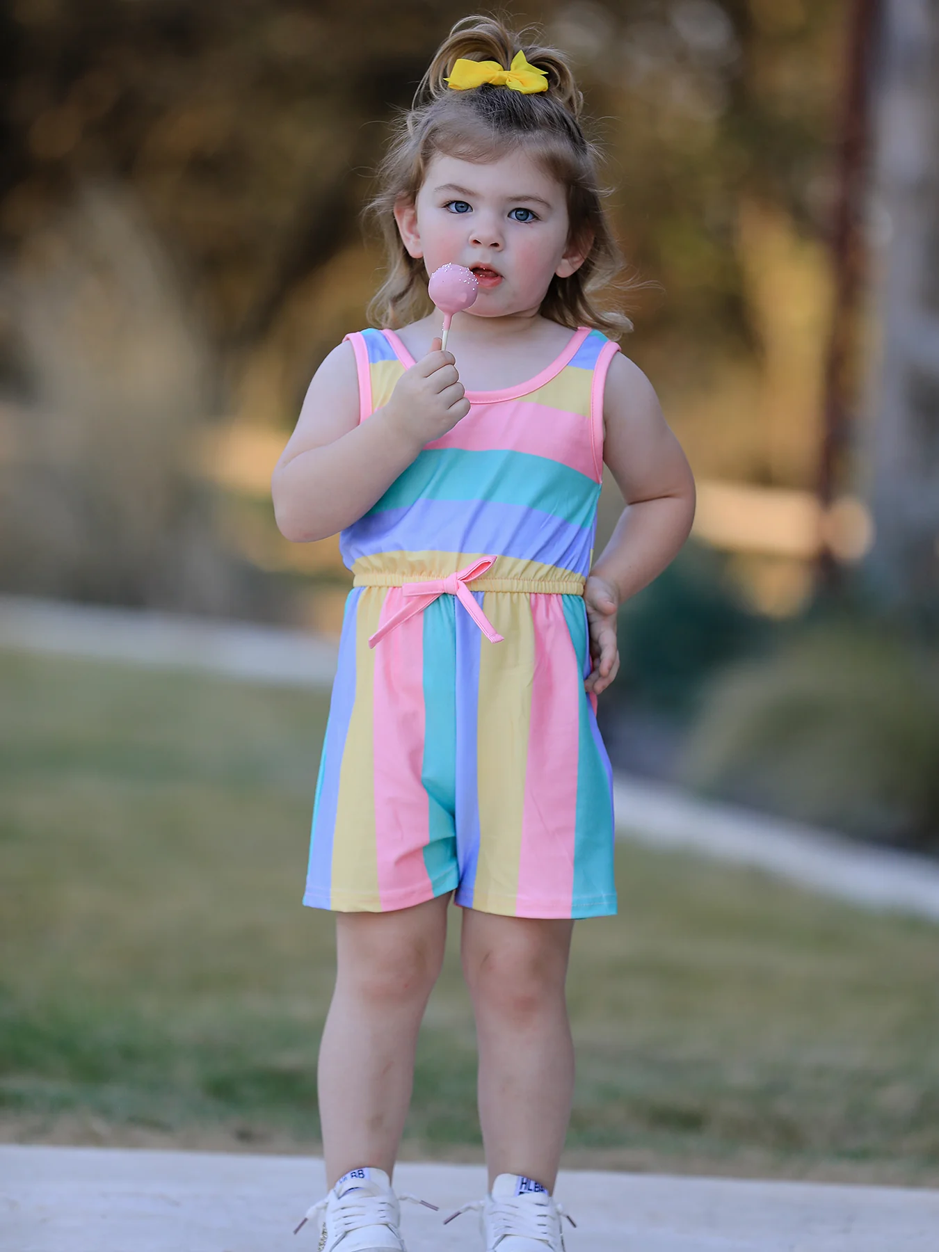 Rainbow Striped Milk Silk 3-piece Jumpsuit Set - Image 22