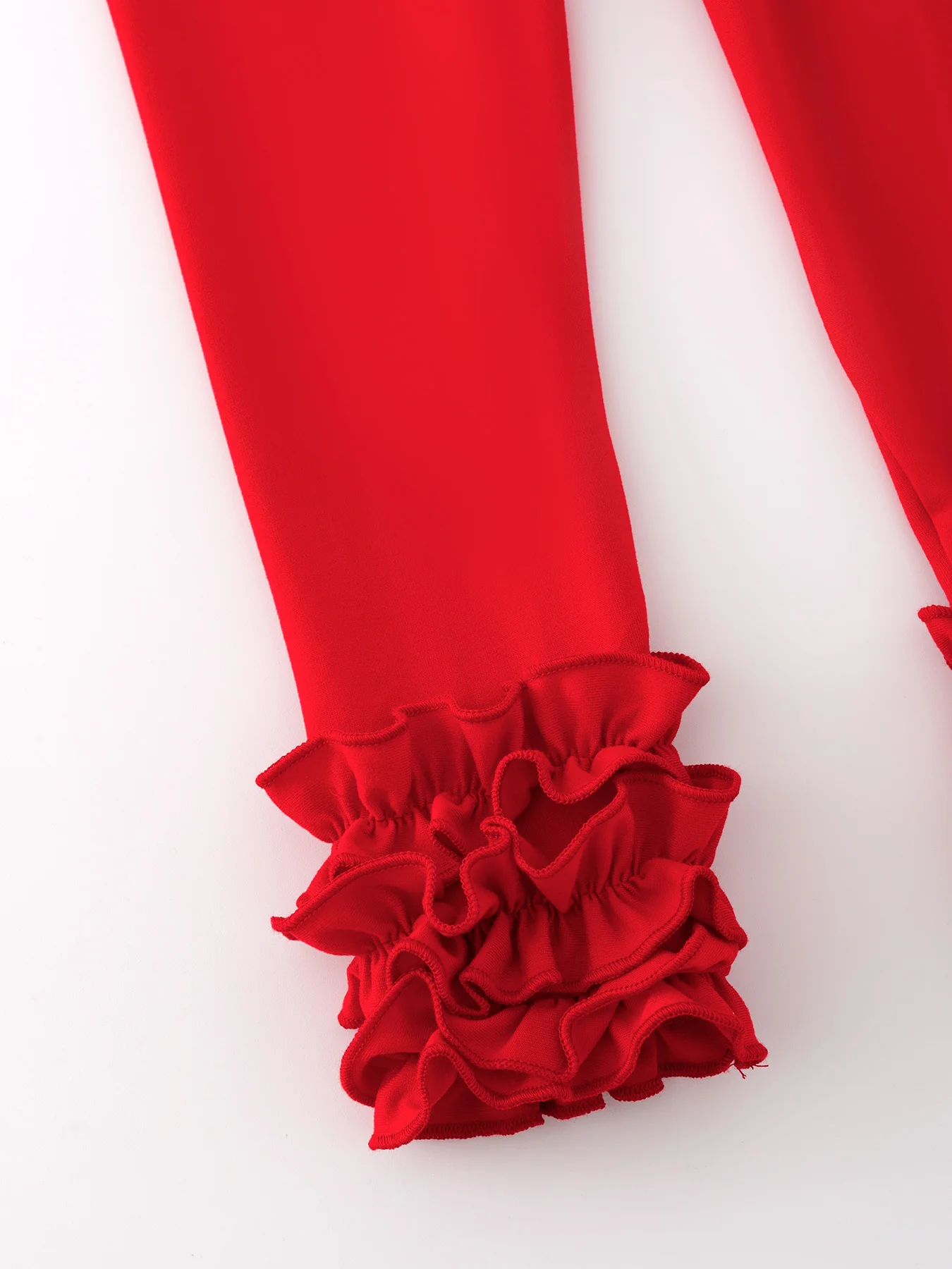 Red Milk Silk Ruffled Solid Color Pants - Image 3