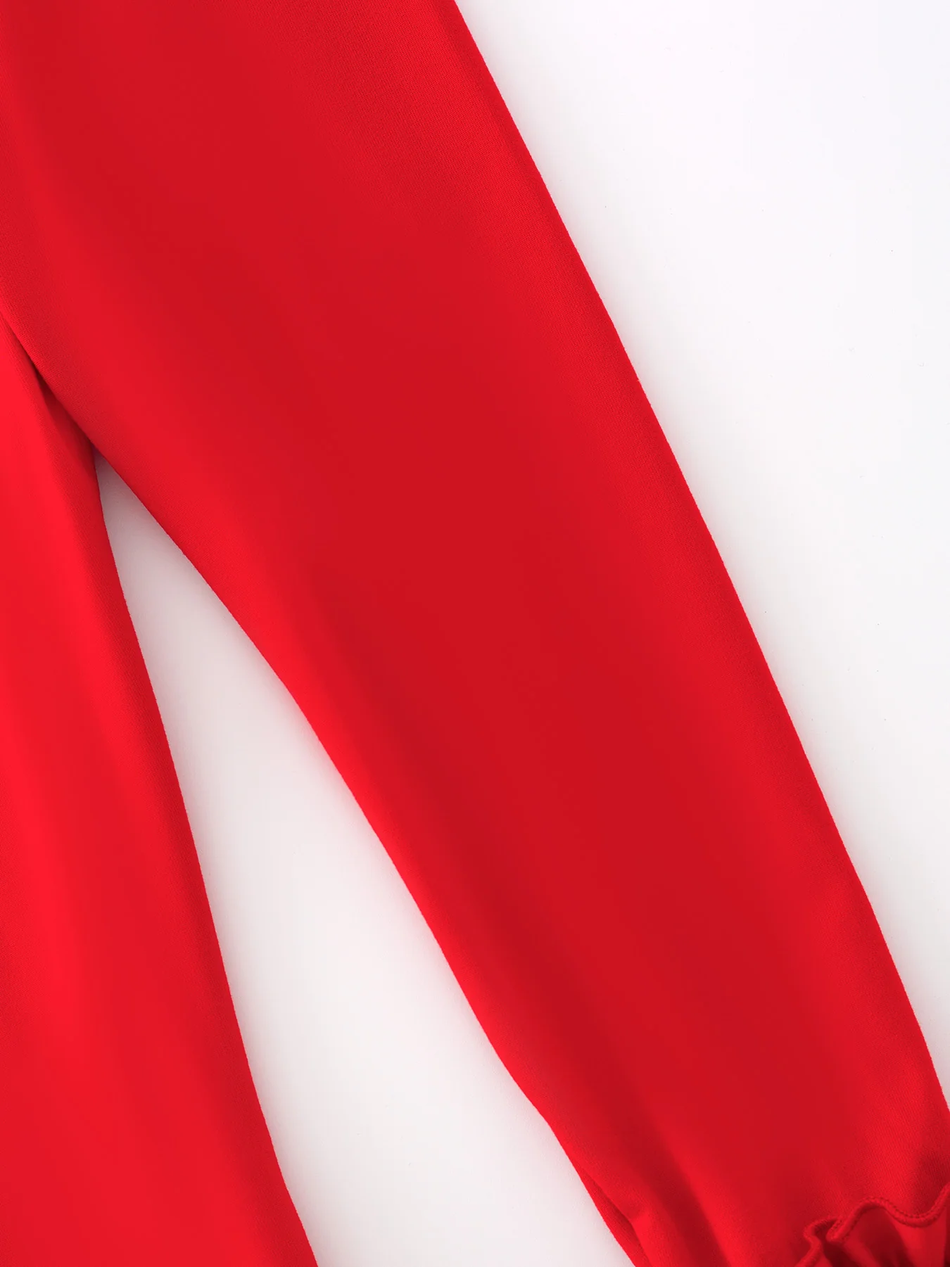Red Milk Silk Ruffled Solid Color Pants - Image 4