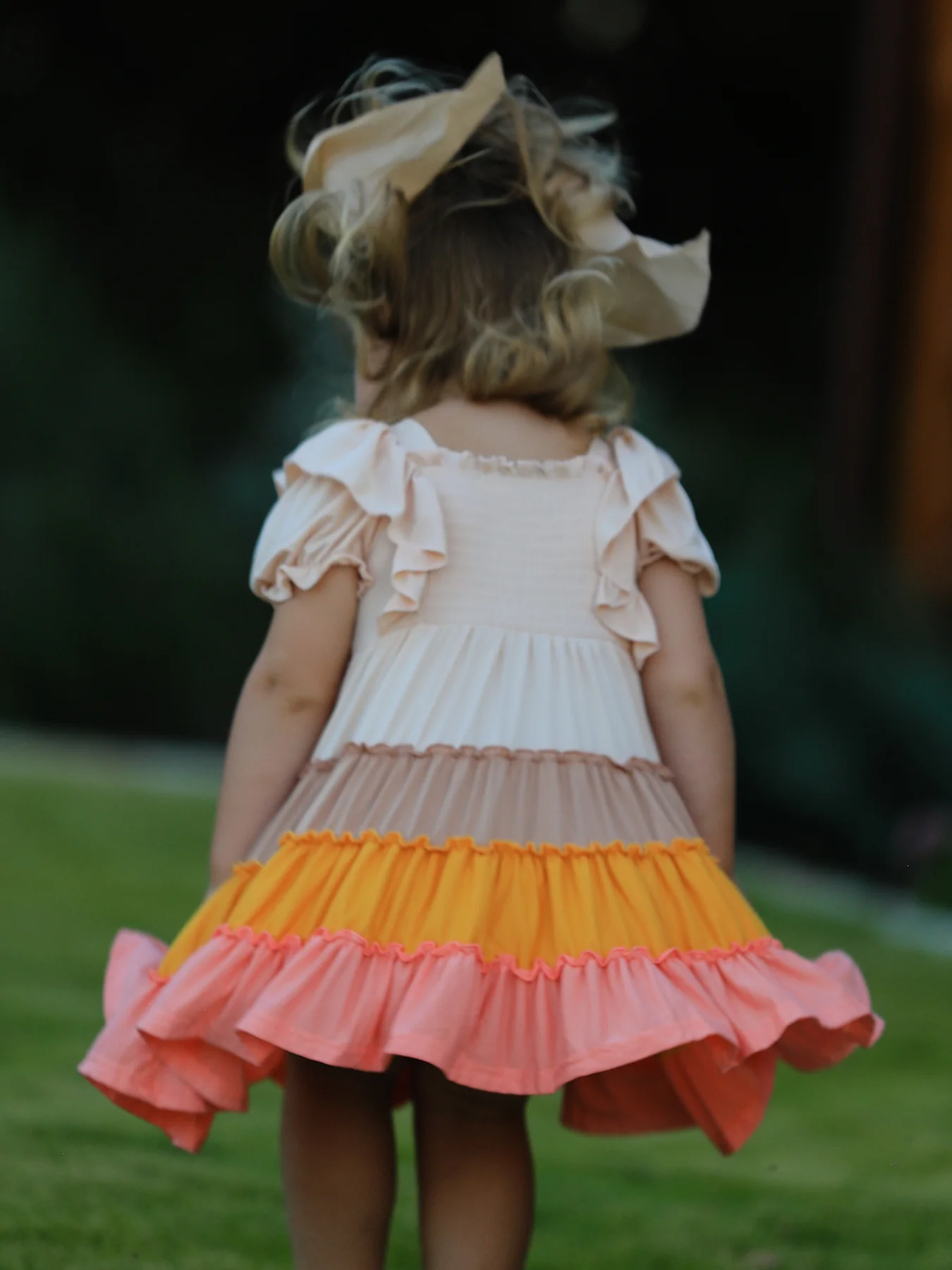 Fall Bohemian Style Toddler Girl Dress with Ruffles - Image 3