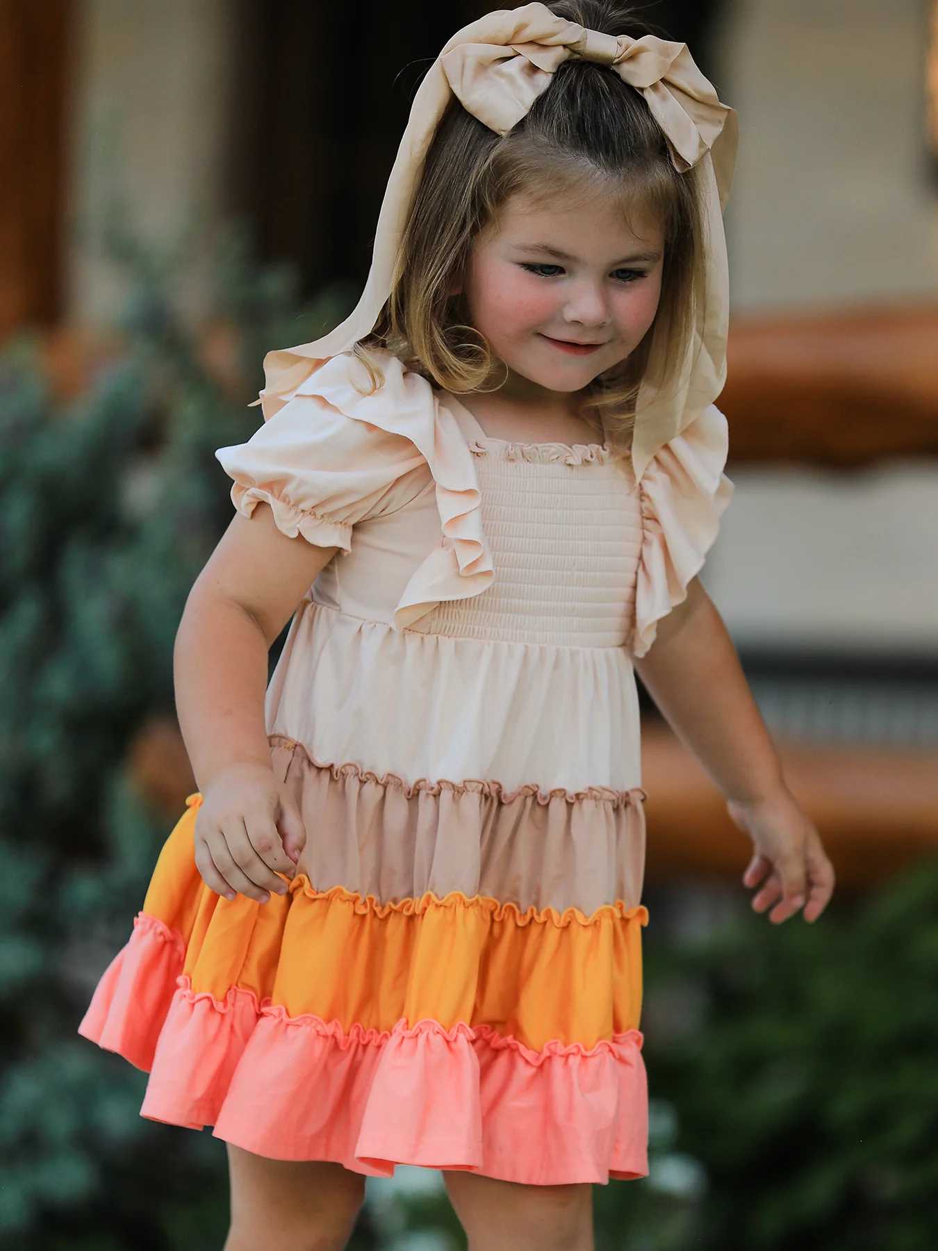 Fall Bohemian Style Toddler Girl Dress with Ruffles - Image 5