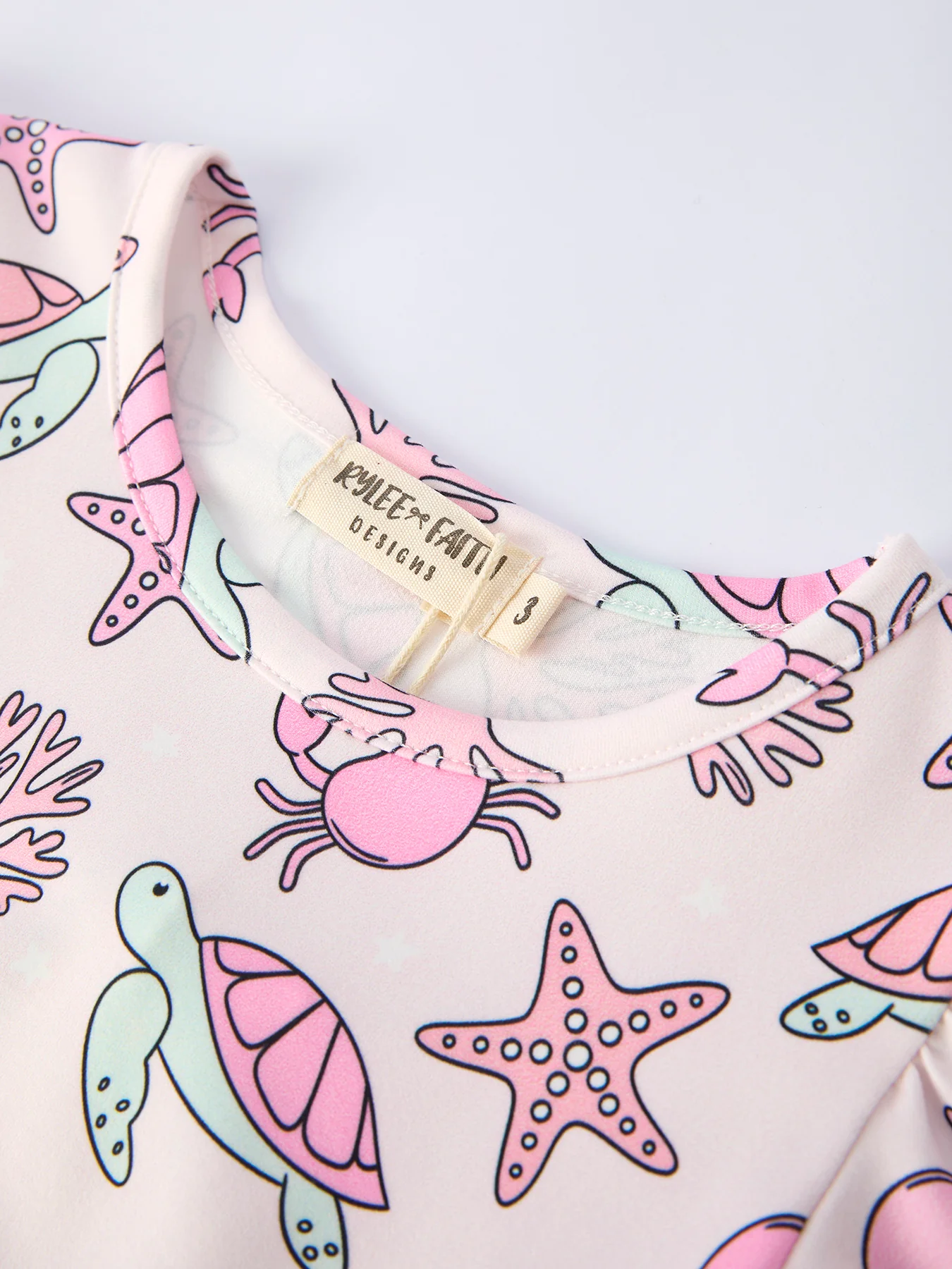 Ocean Print Girl Ruffle Dress - Image 3