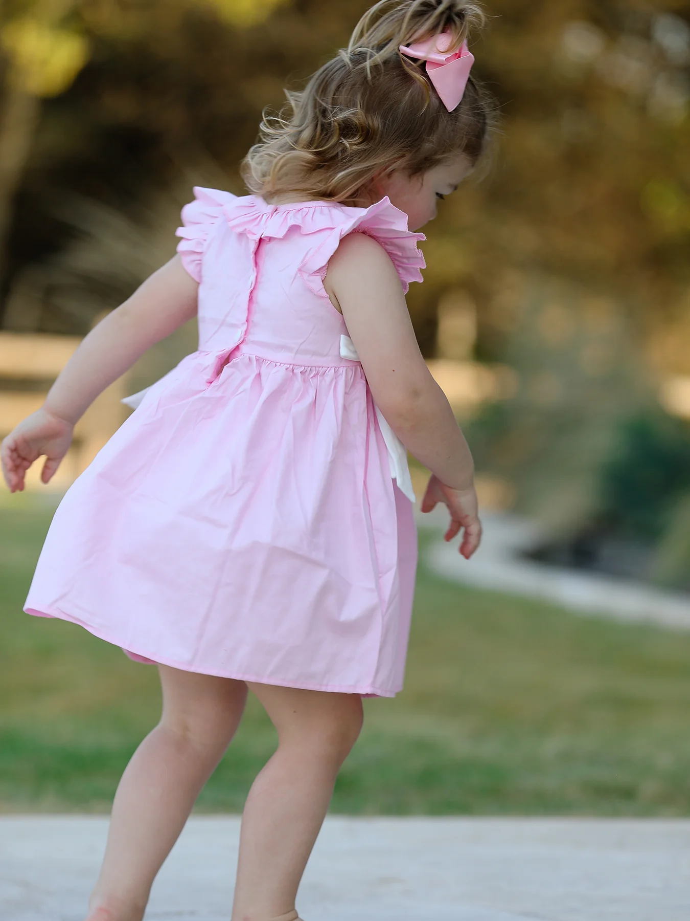 Pink Smocked Church Christ Bishop Christening Dress - Image 4
