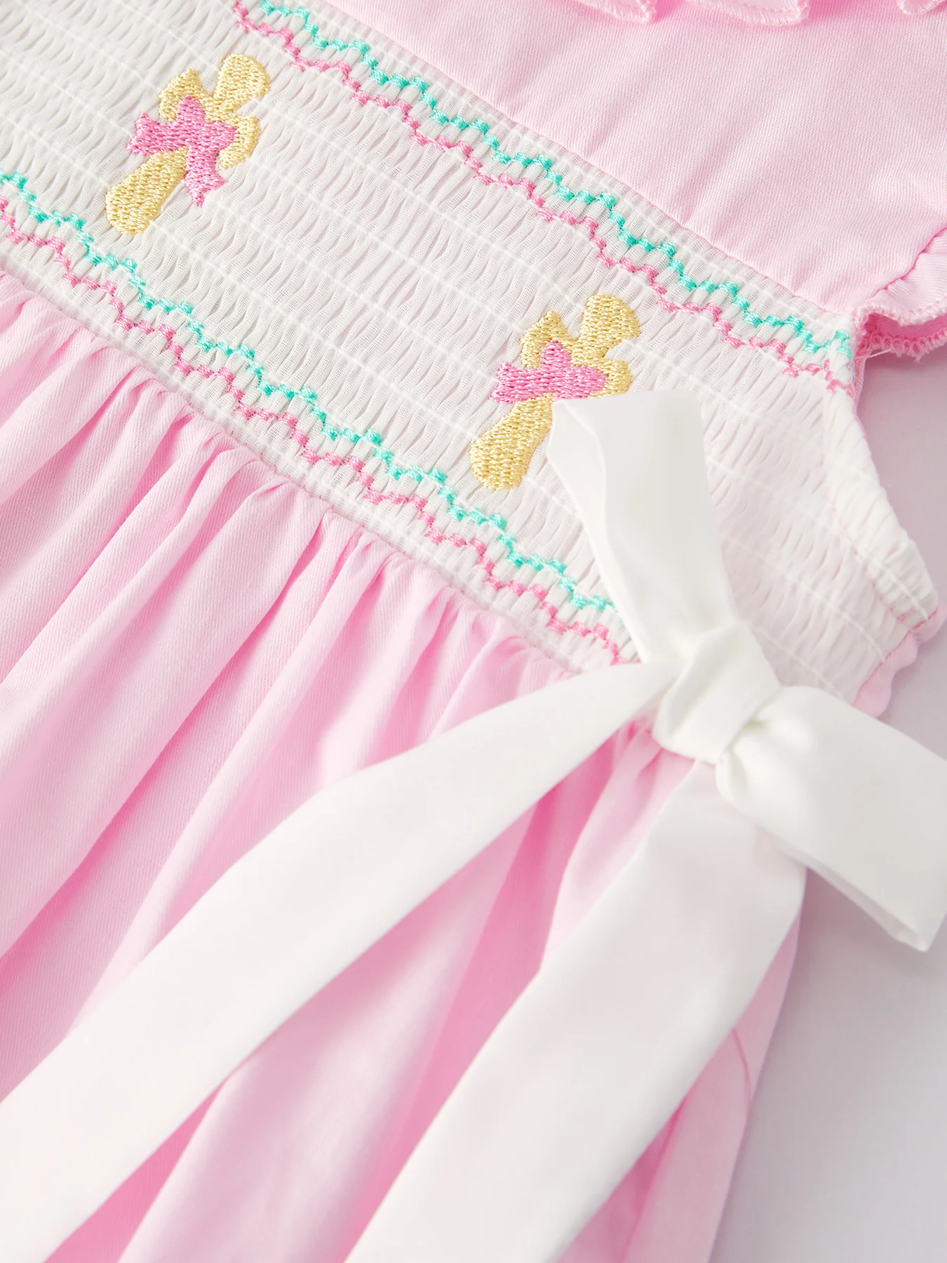 Pink Smocked Church Christ Bishop Christening Dress - Image 7