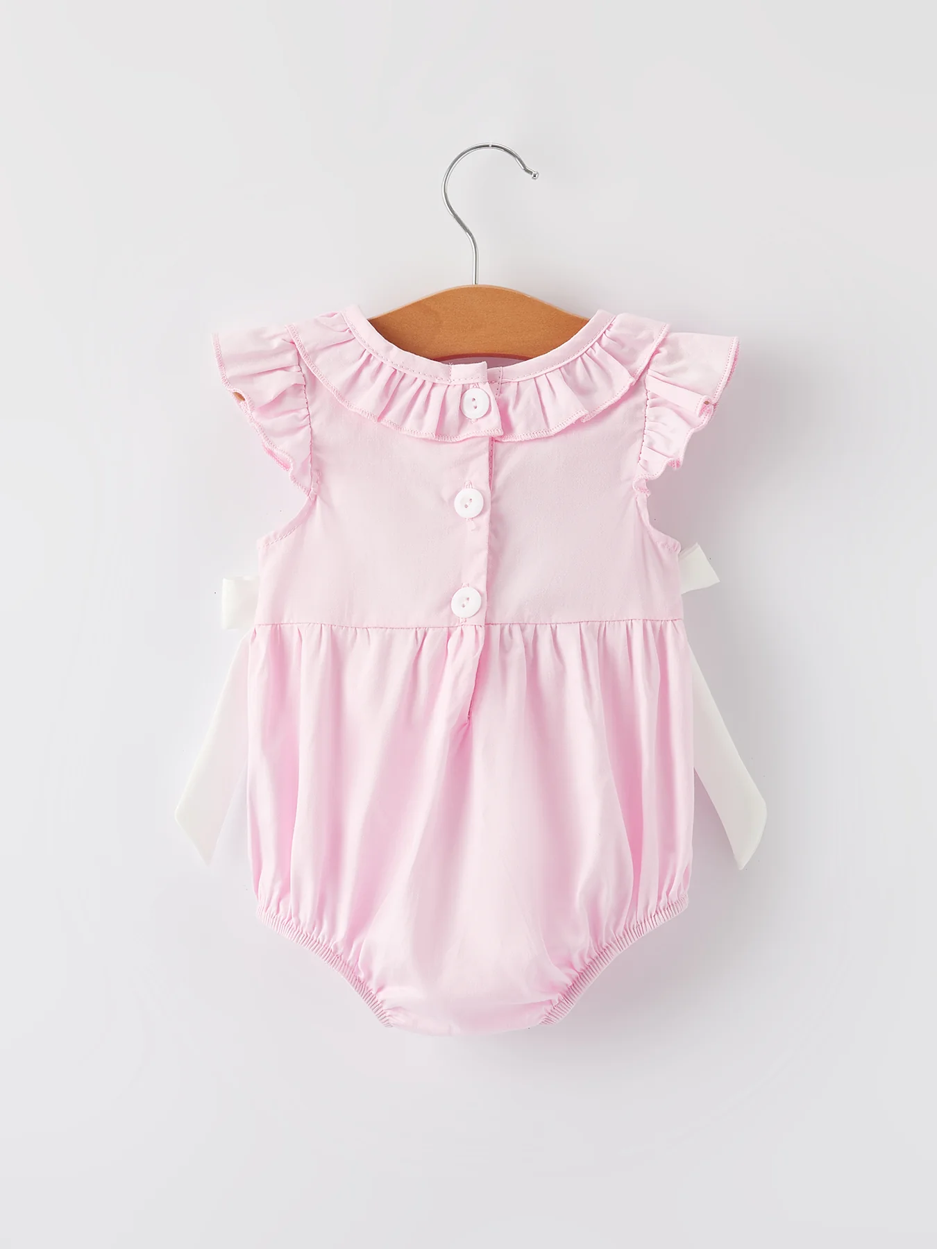 Pink Smocked Church Christ Bishop Christening Romper - Image 6