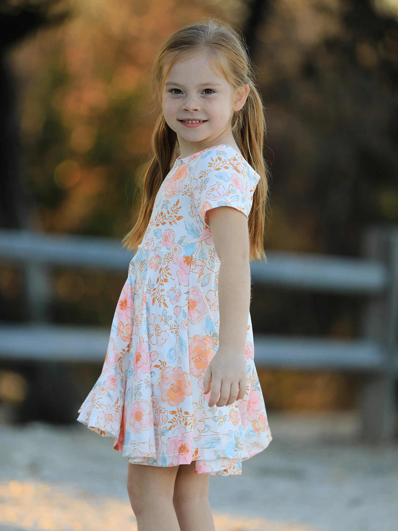 Spring and Summer Floral Print Milk Silk Girls Dress - Image 4