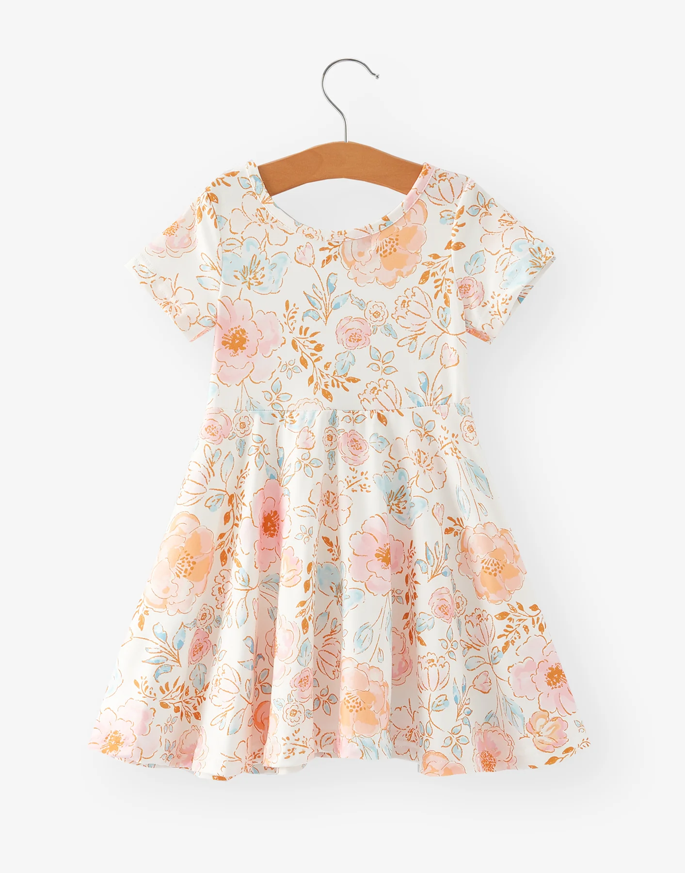 Spring and Summer Floral Print Milk Silk Girls Dress - Image 6