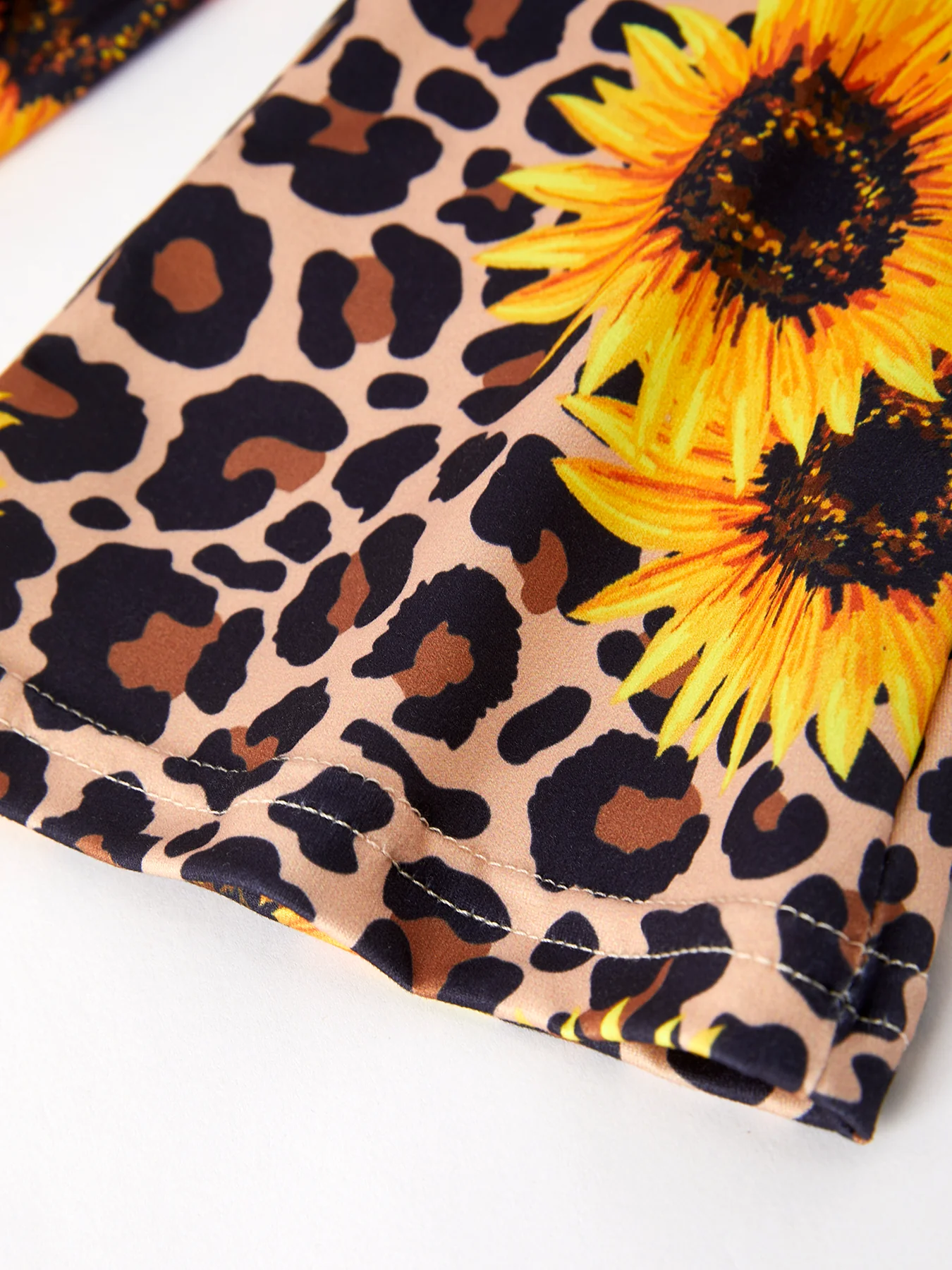Spring and Summer Sunflower Leopard Print Girls Suit - Image 5