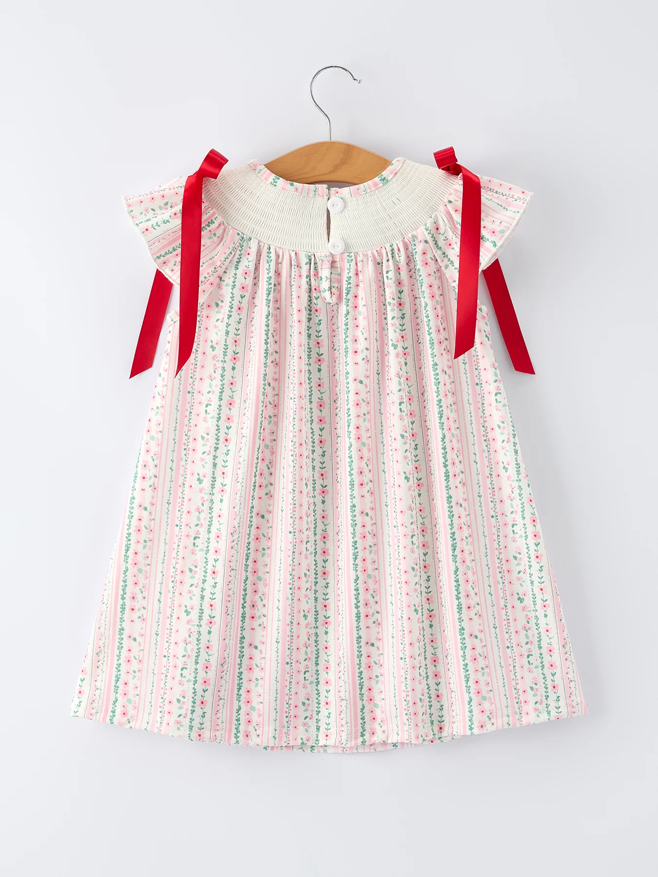 Pink Spring Floral Smocked Girl Dress - Image 2