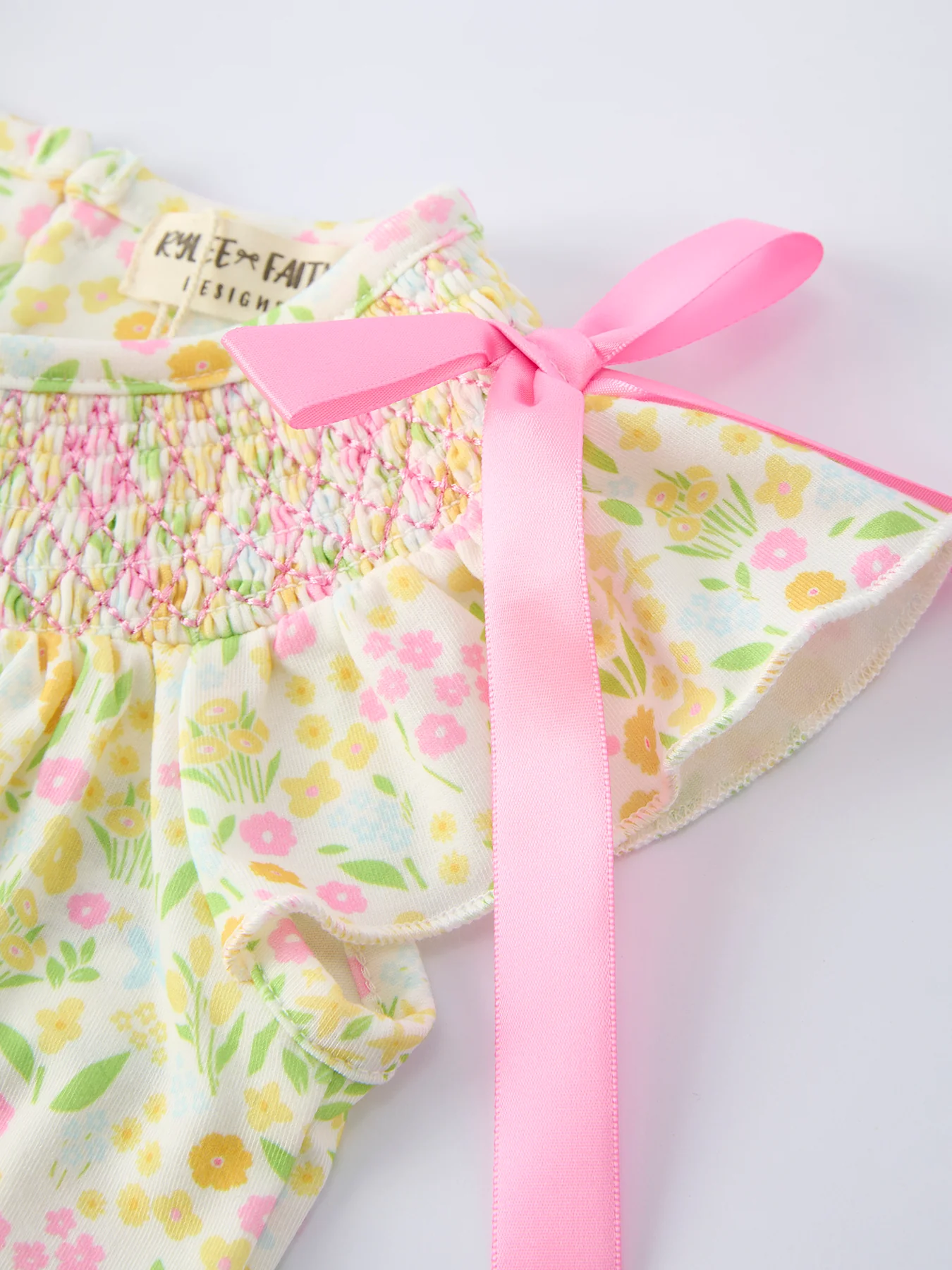 Spring Floral Smocked Baby Girl Romper - Image 3