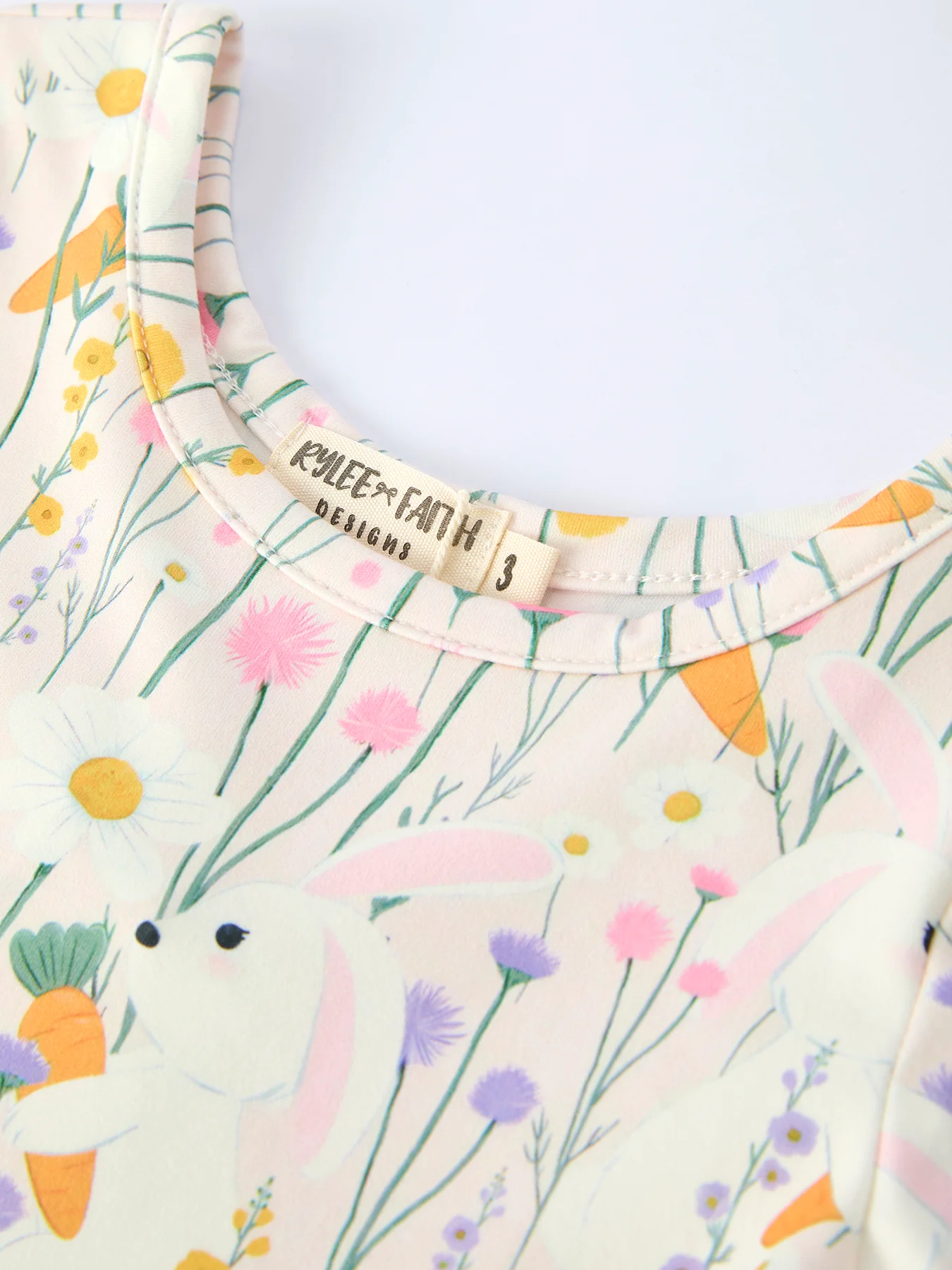 Spring Easter Bunny Yellow Floral Girls Dress - Image 3