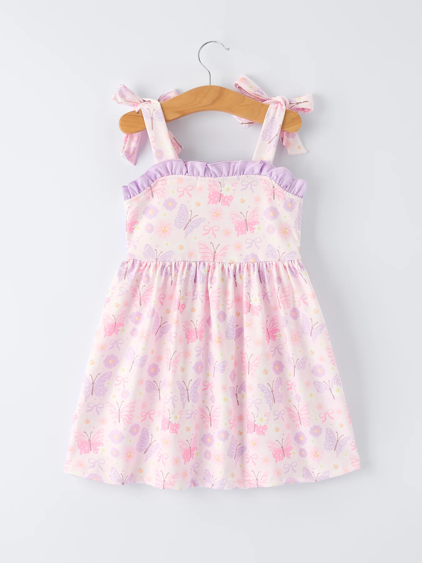 Butterfly Embroidery Smocking Bow Baby Girls Dress - Image 2