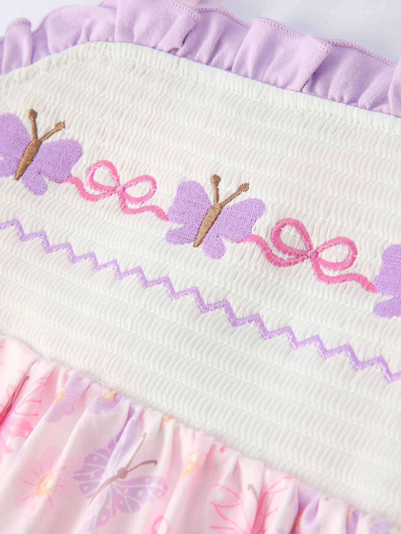 Butterfly Embroidery Smocking Bow Baby Girls Dress - Image 4