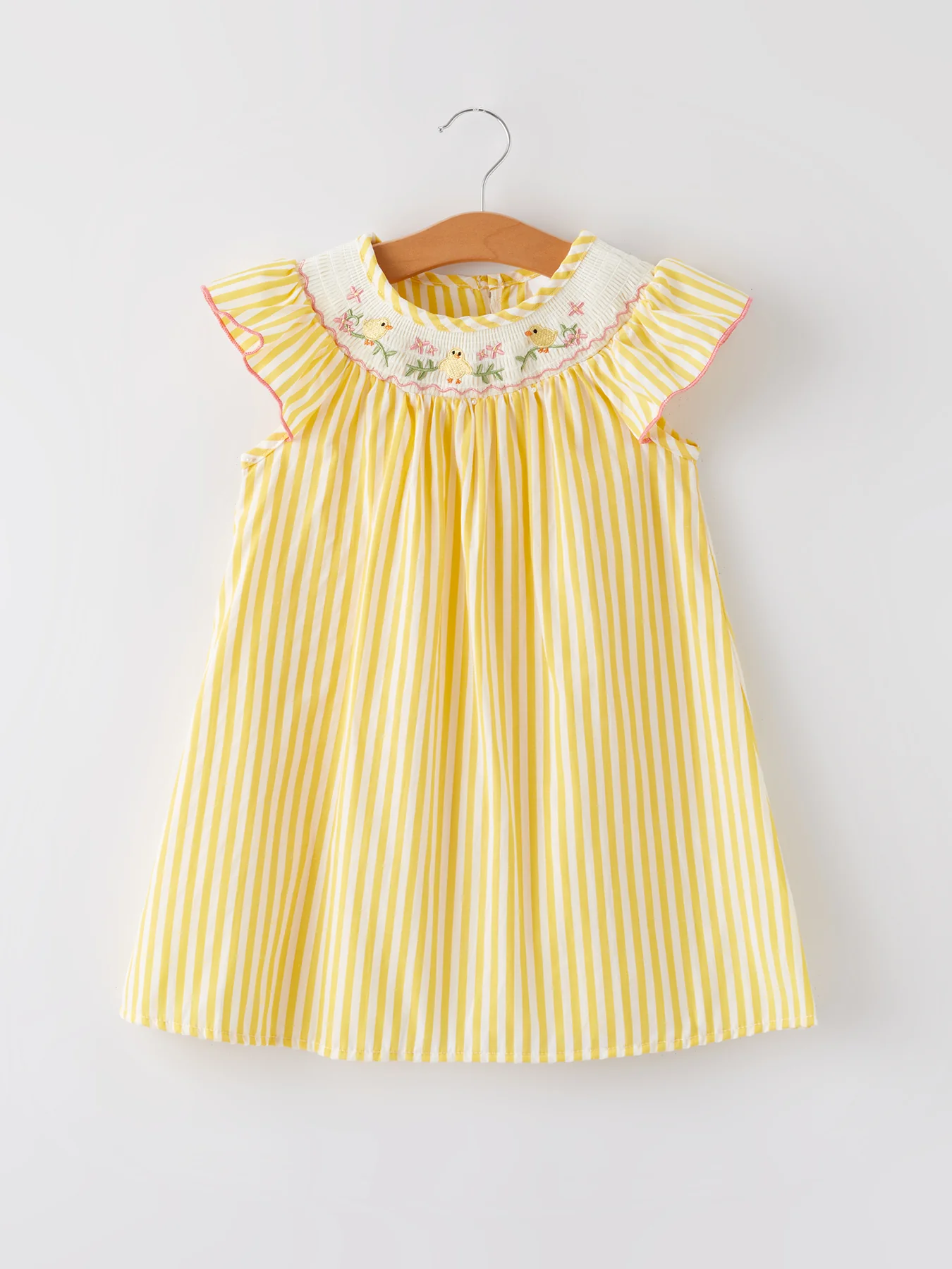 Spring/Summer Chick Floral Embroidery Smocking Girls Dress - Image 6