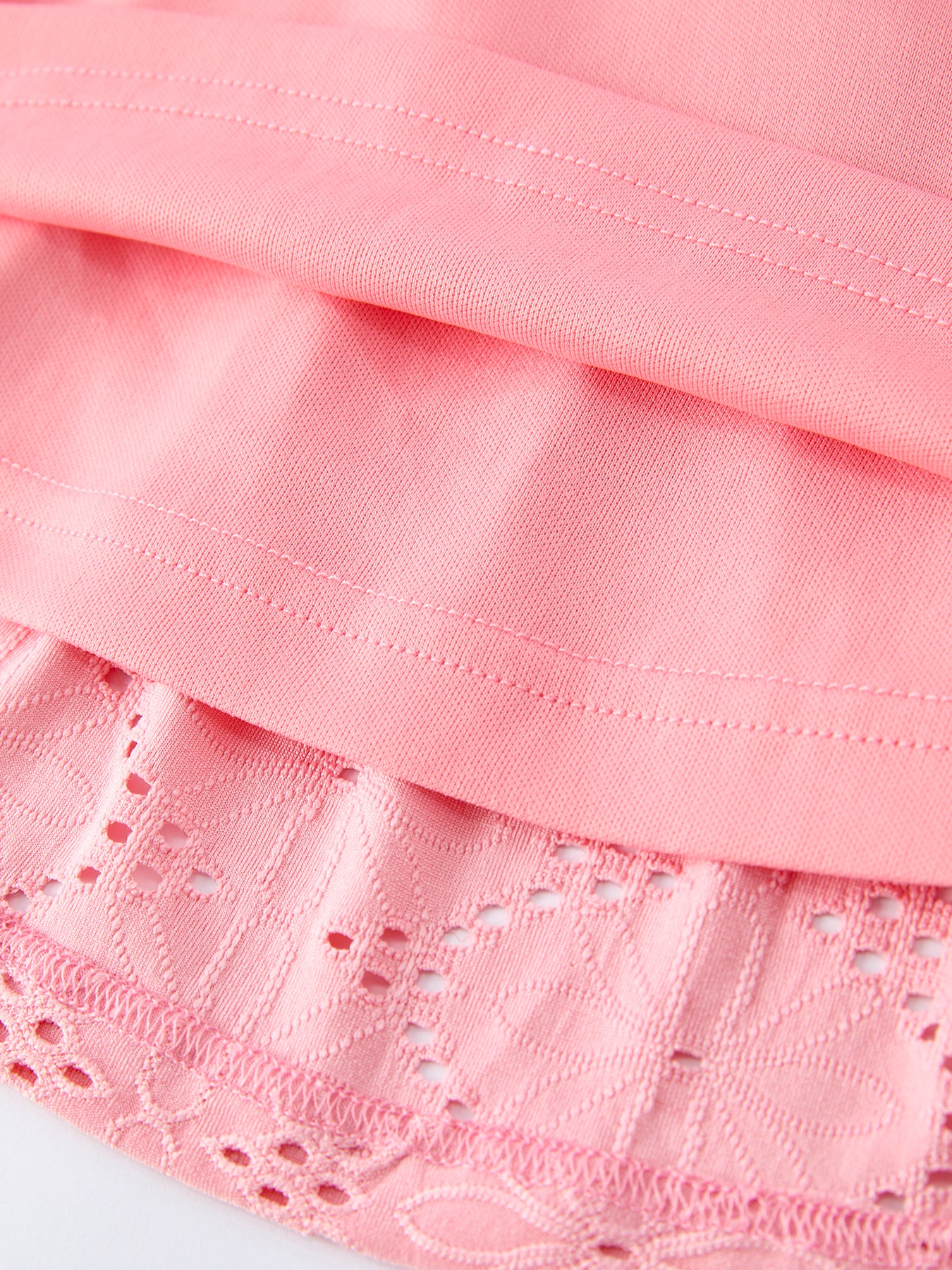 Pink Eyelet Embroidered Girl Short Sleeve Dress - Image 5