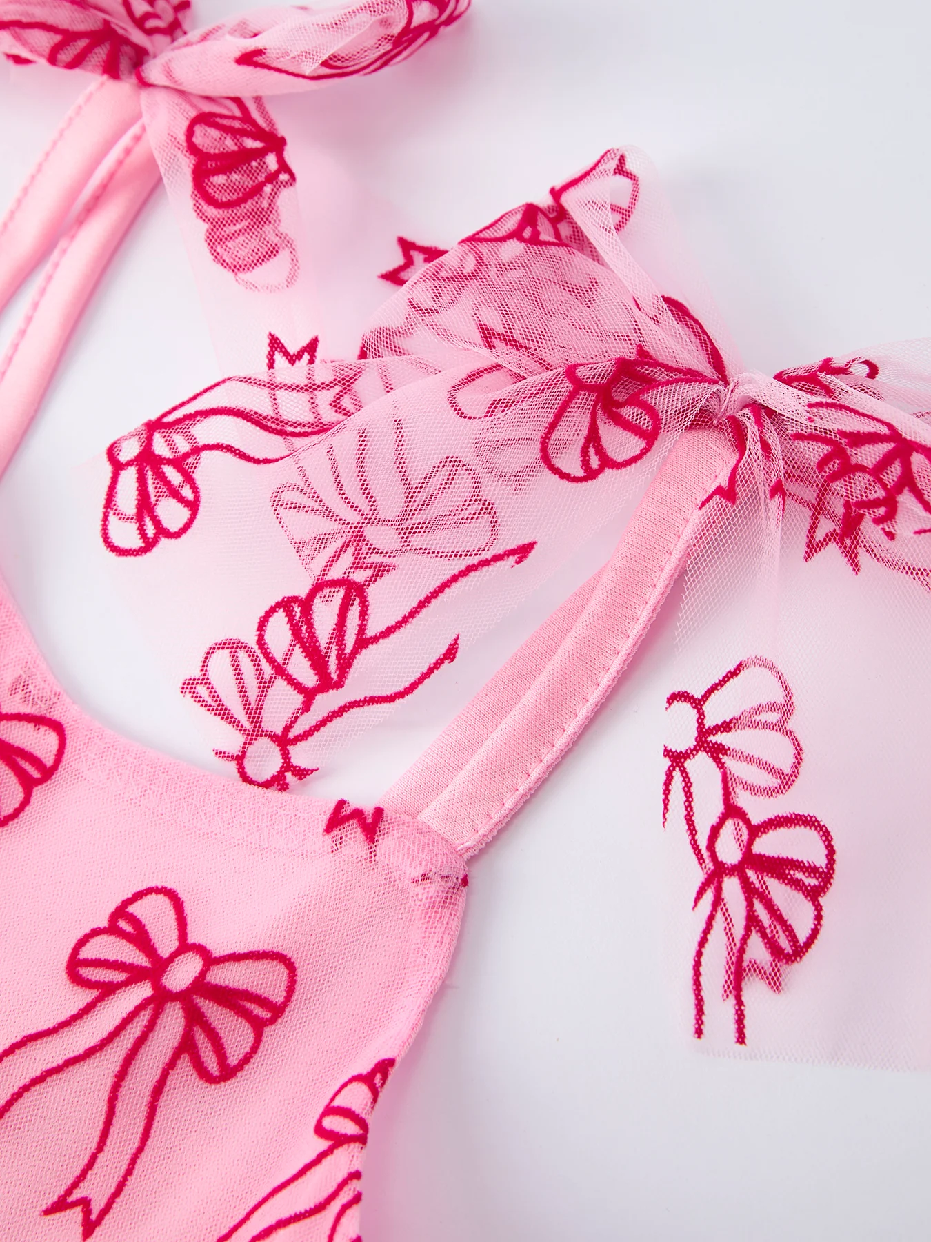 Spring and Summer Pink Tulle Bow Party Dress for Girls - Image 3