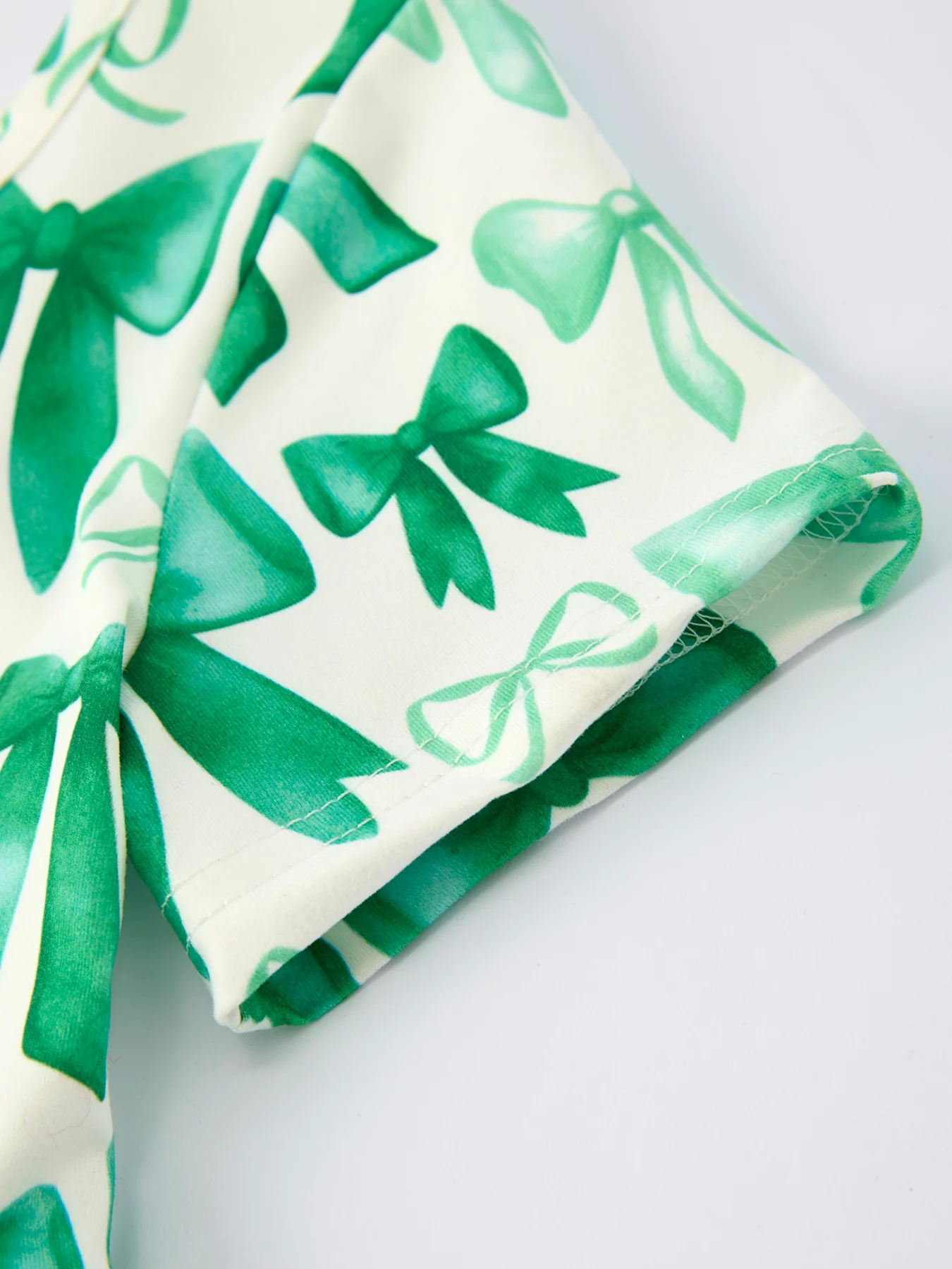 St. Patrick's Day Bow Print  Short Sleeves Girls Dress - Image 10