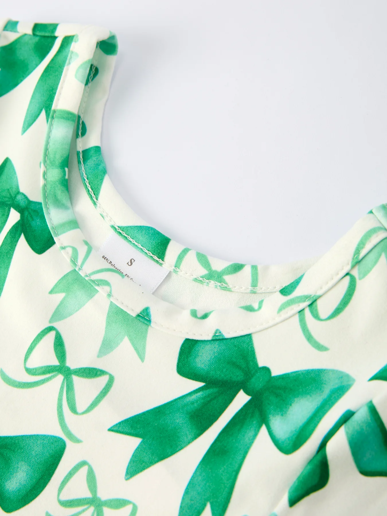 St. Patrick's Day Bow Print  Short Sleeves Girls Dress - Image 9