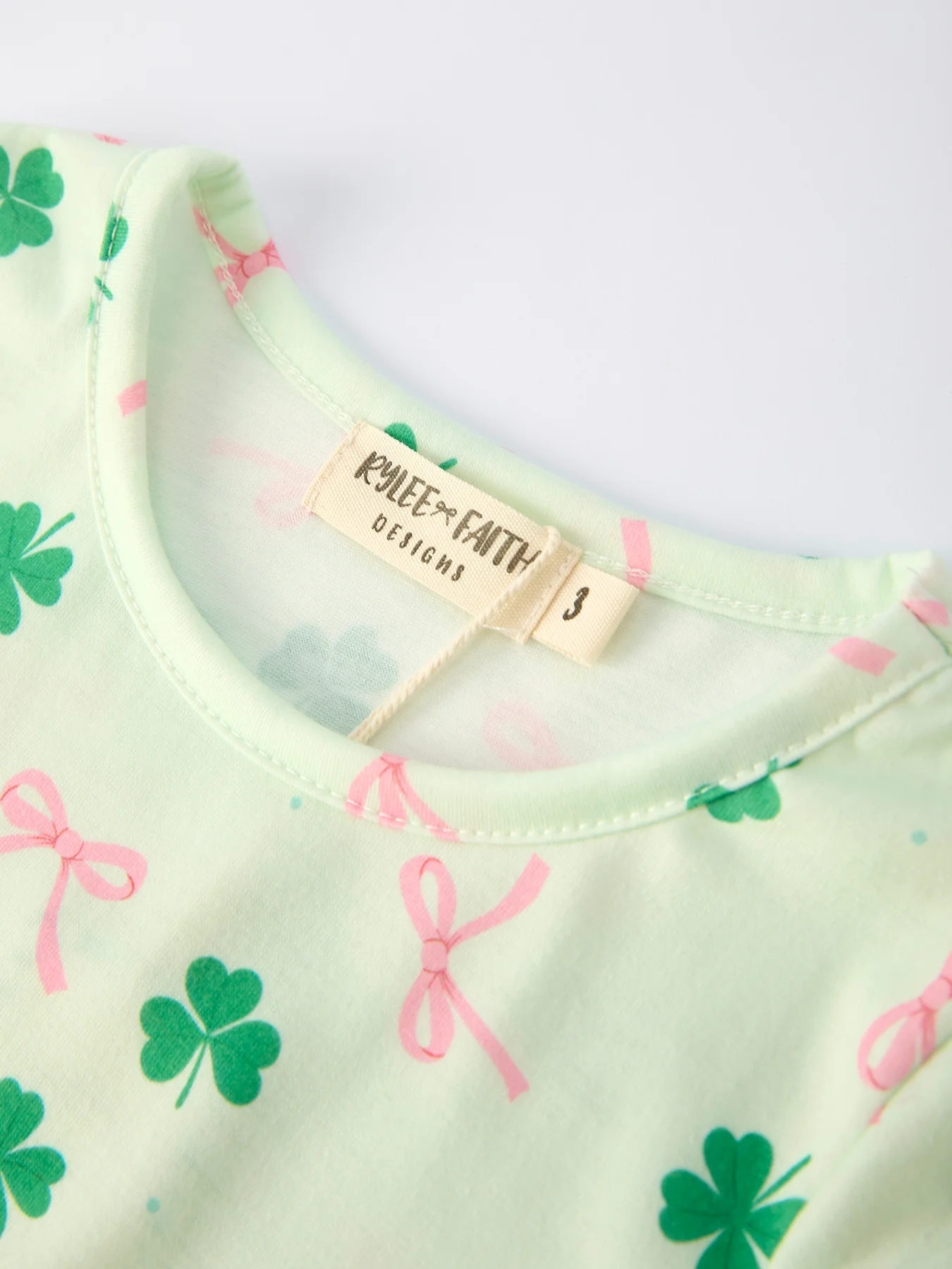 St. Patrick's Day Bow Shamrock Print Ruffles Girls Dress - Image 13