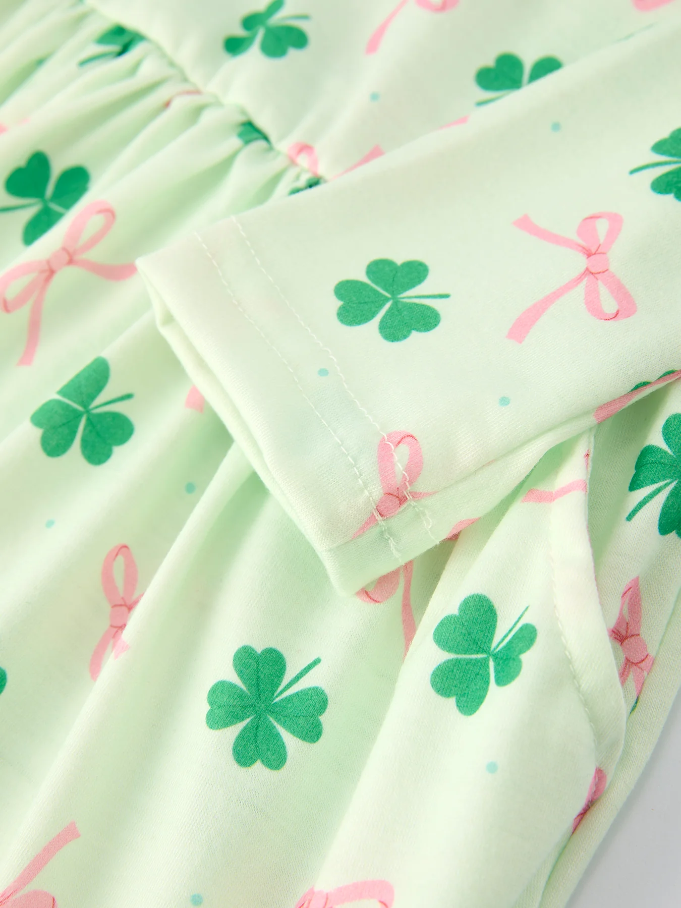 St. Patrick's Day Bow Shamrock Print Ruffles Girls Dress - Image 14