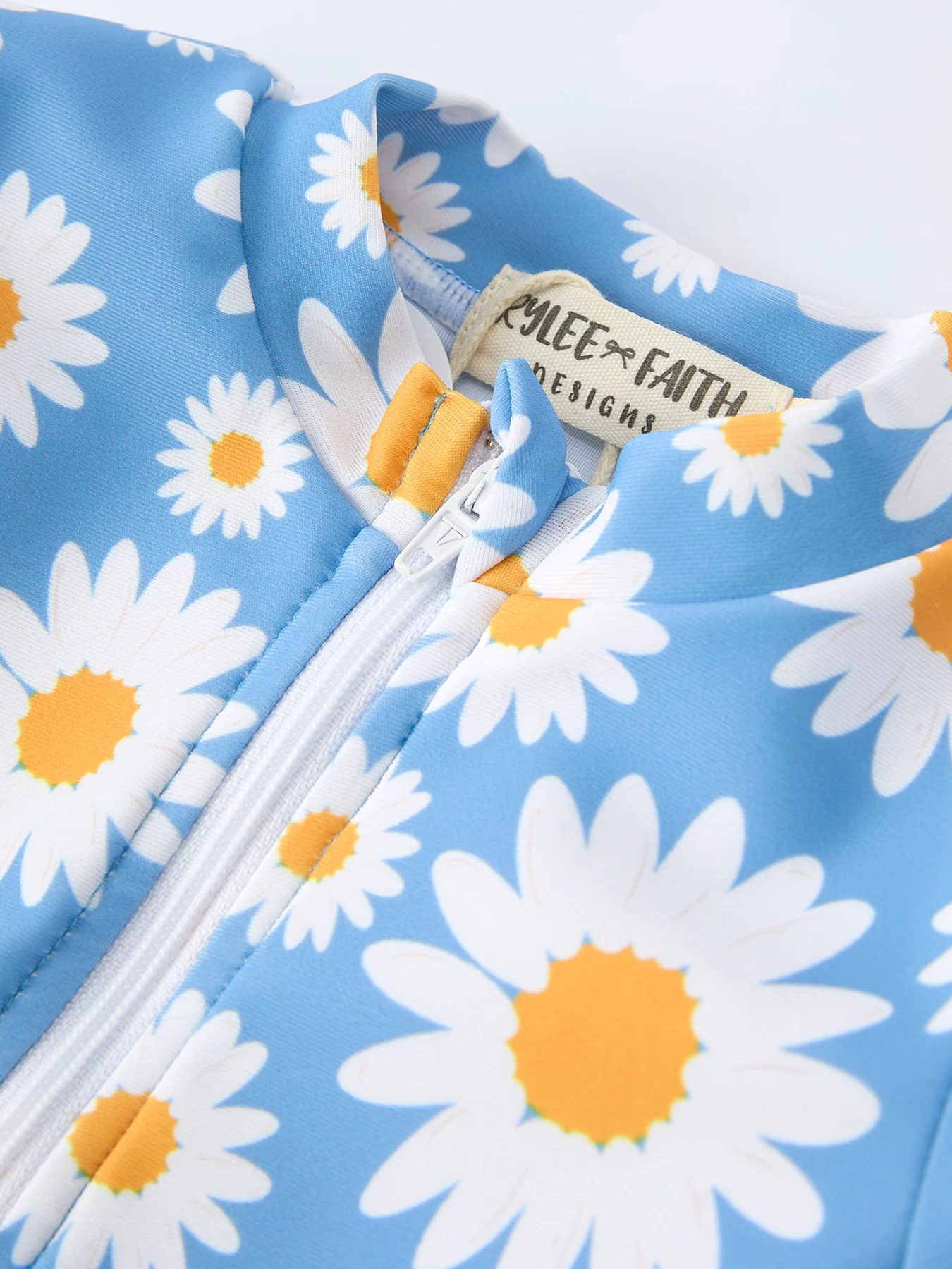Daisy Print Long Sleeve Girls One Piece Swimsuit - Image 3