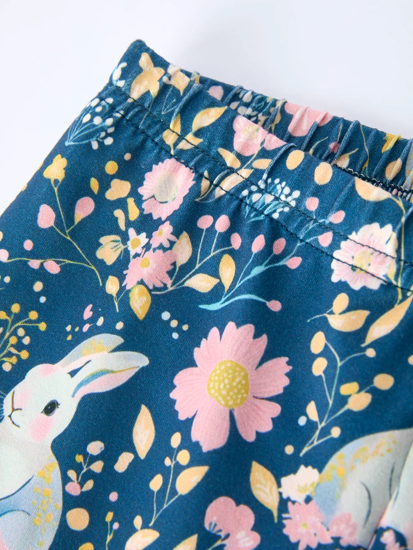 Summer Bunny Floral Girls Bow Ruffle Pajamas Set - Image 3