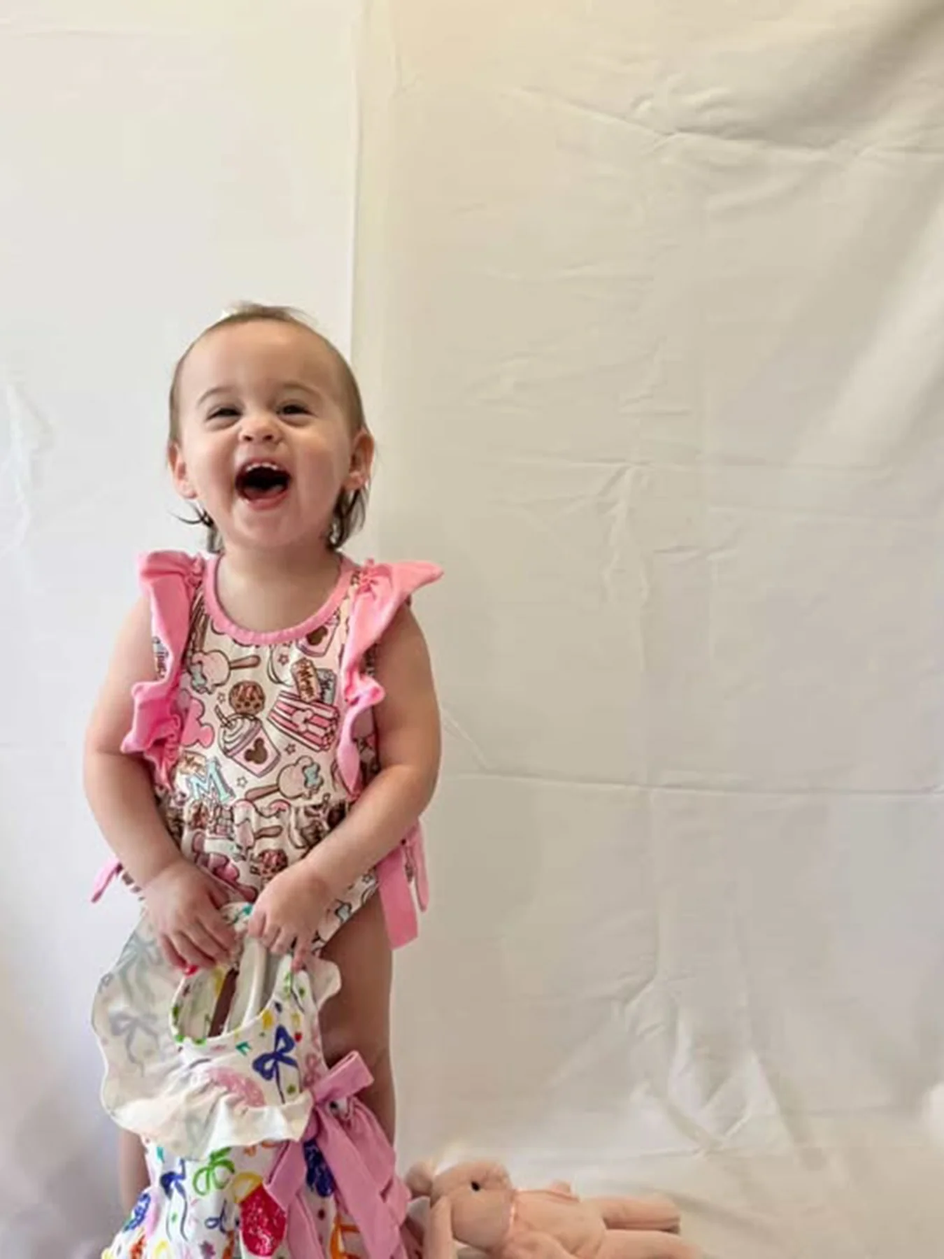 Summer Sweet Treat Print Girls Short Sleeve Romper - Image 3