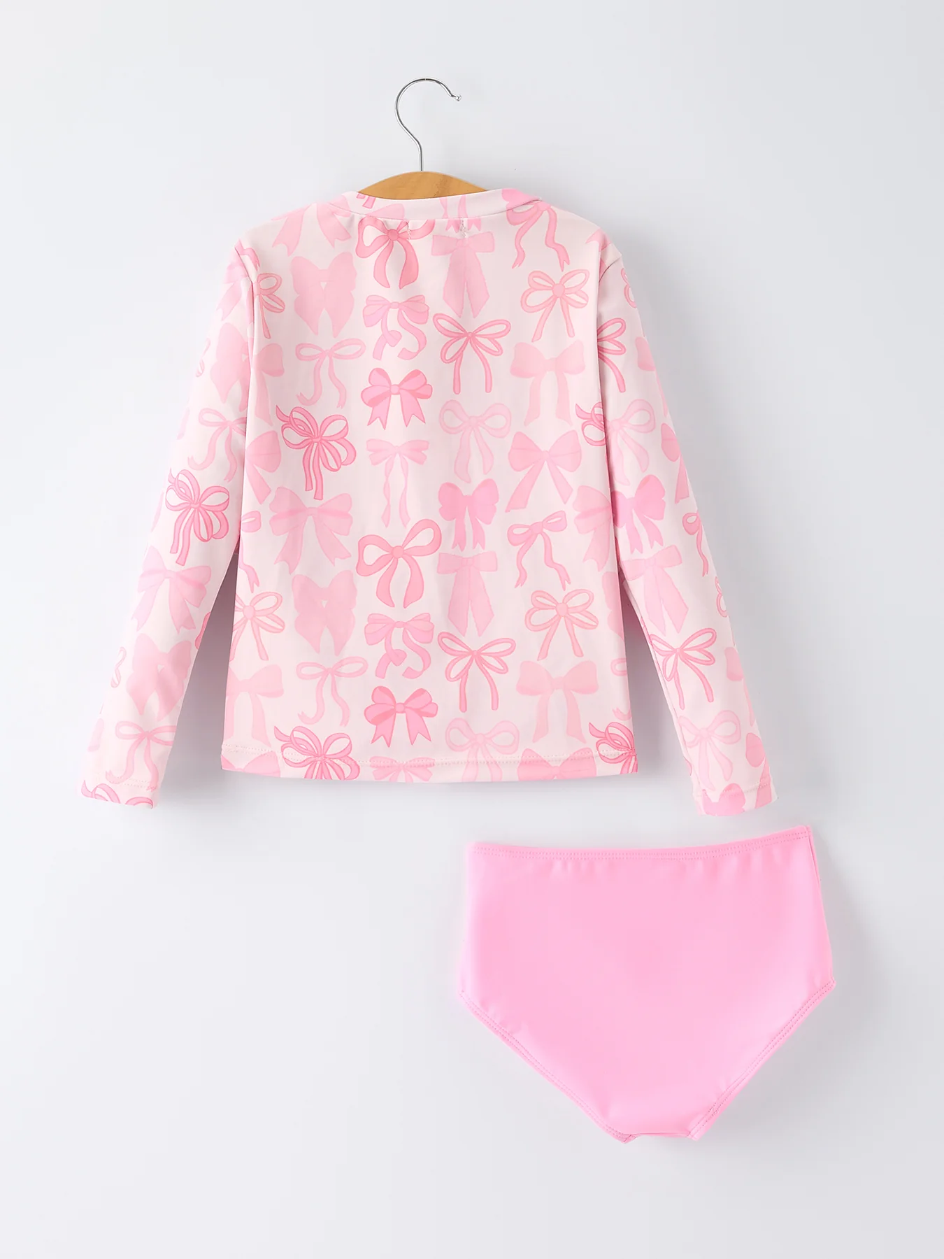 Summer Bow Print Girls Long Sleeve Swim Set - Image 2