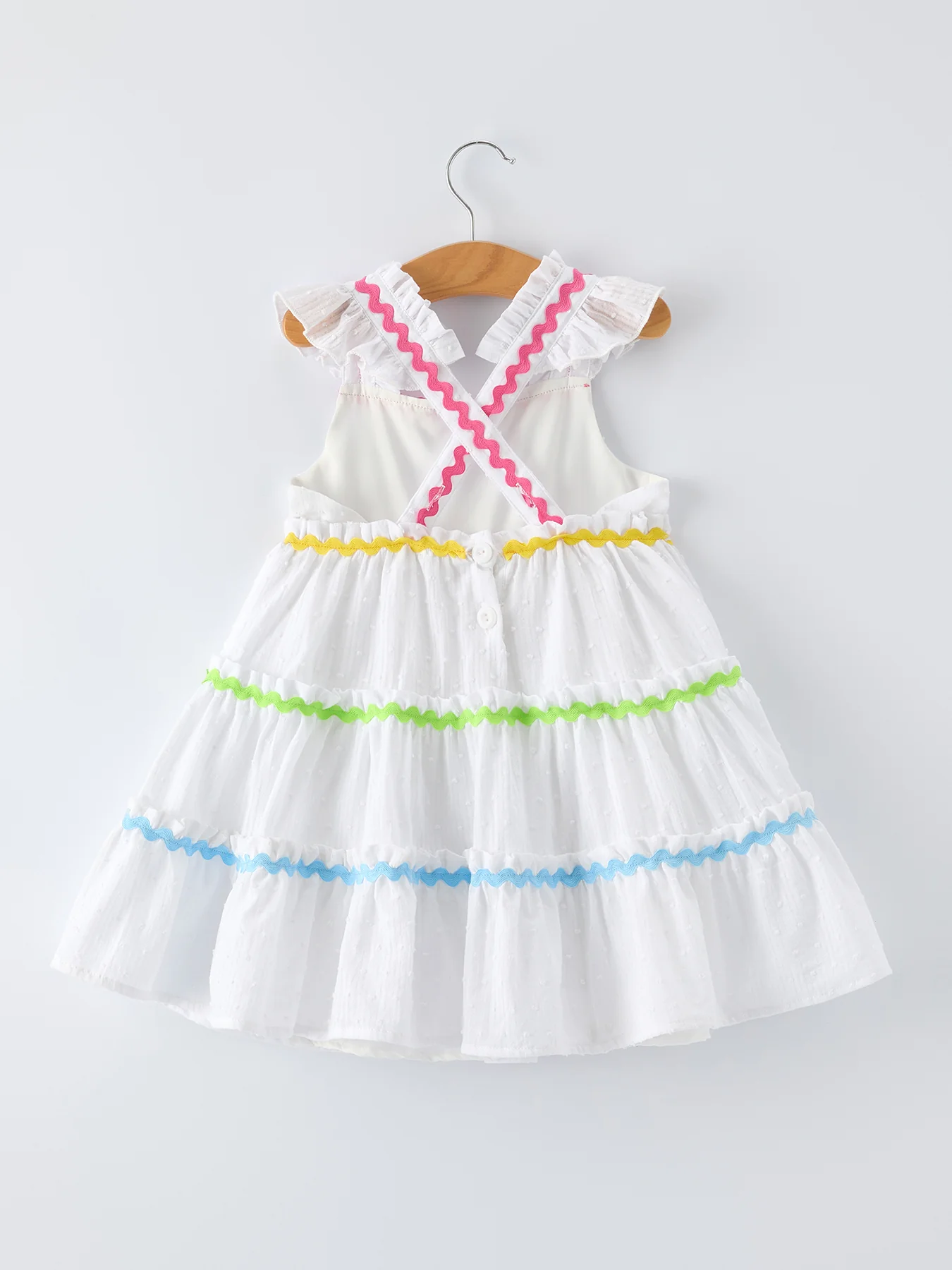 Summer Rainbow Girls Ruffle Strap Dress - Image 2