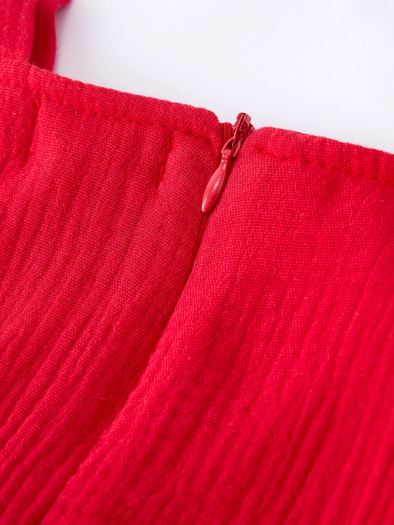 Summer Red Girls Ruffle Trim Dress - Image 4