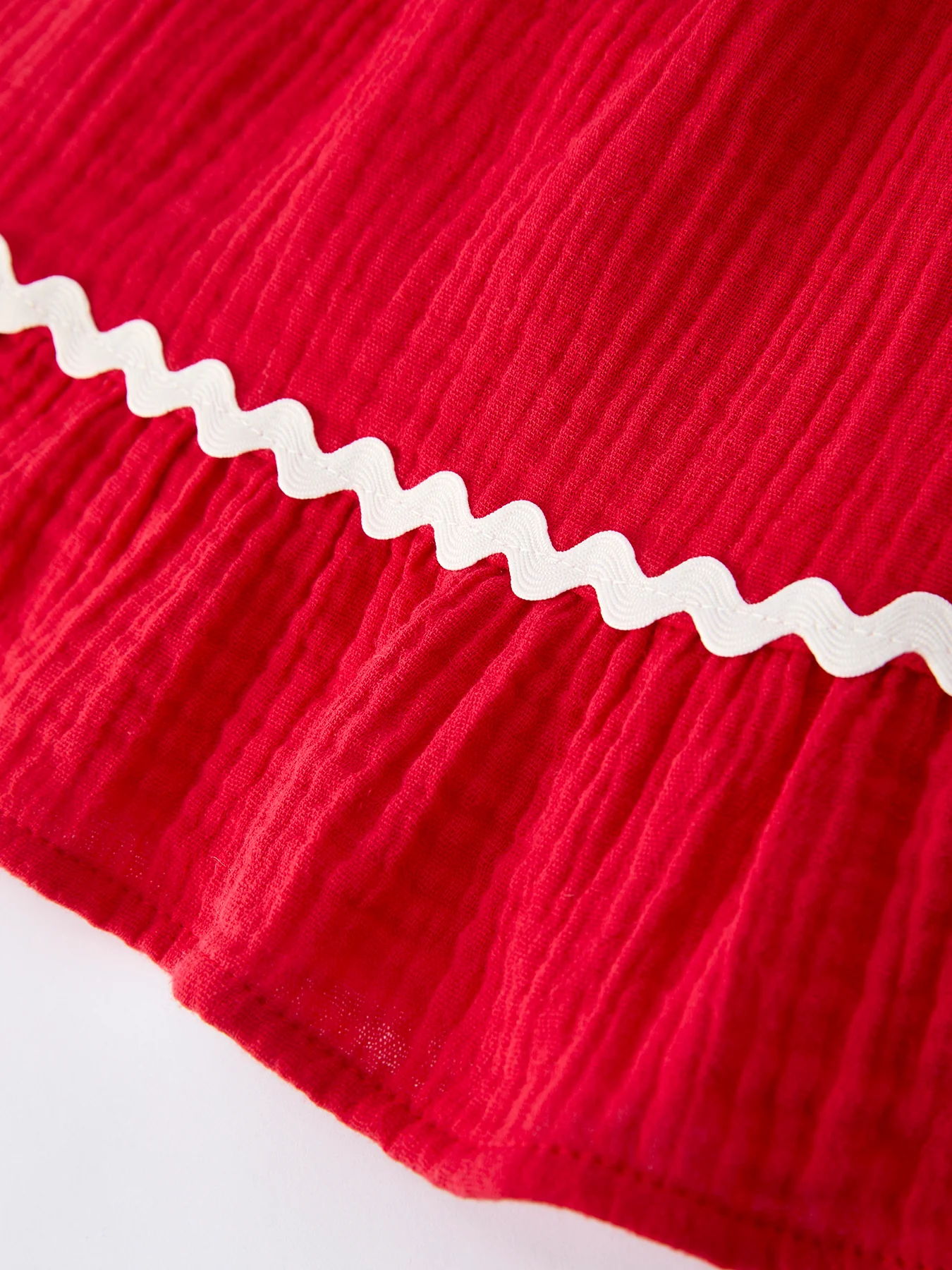Summer Red Girls Ruffle Trim Dress - Image 5