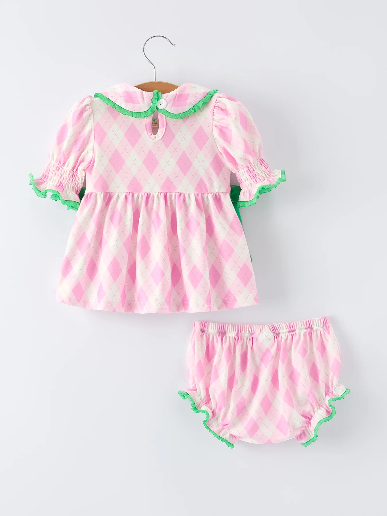 Spring Golf Embroidered Baby Girls Smocked Bow Bloomer Set - Image 2