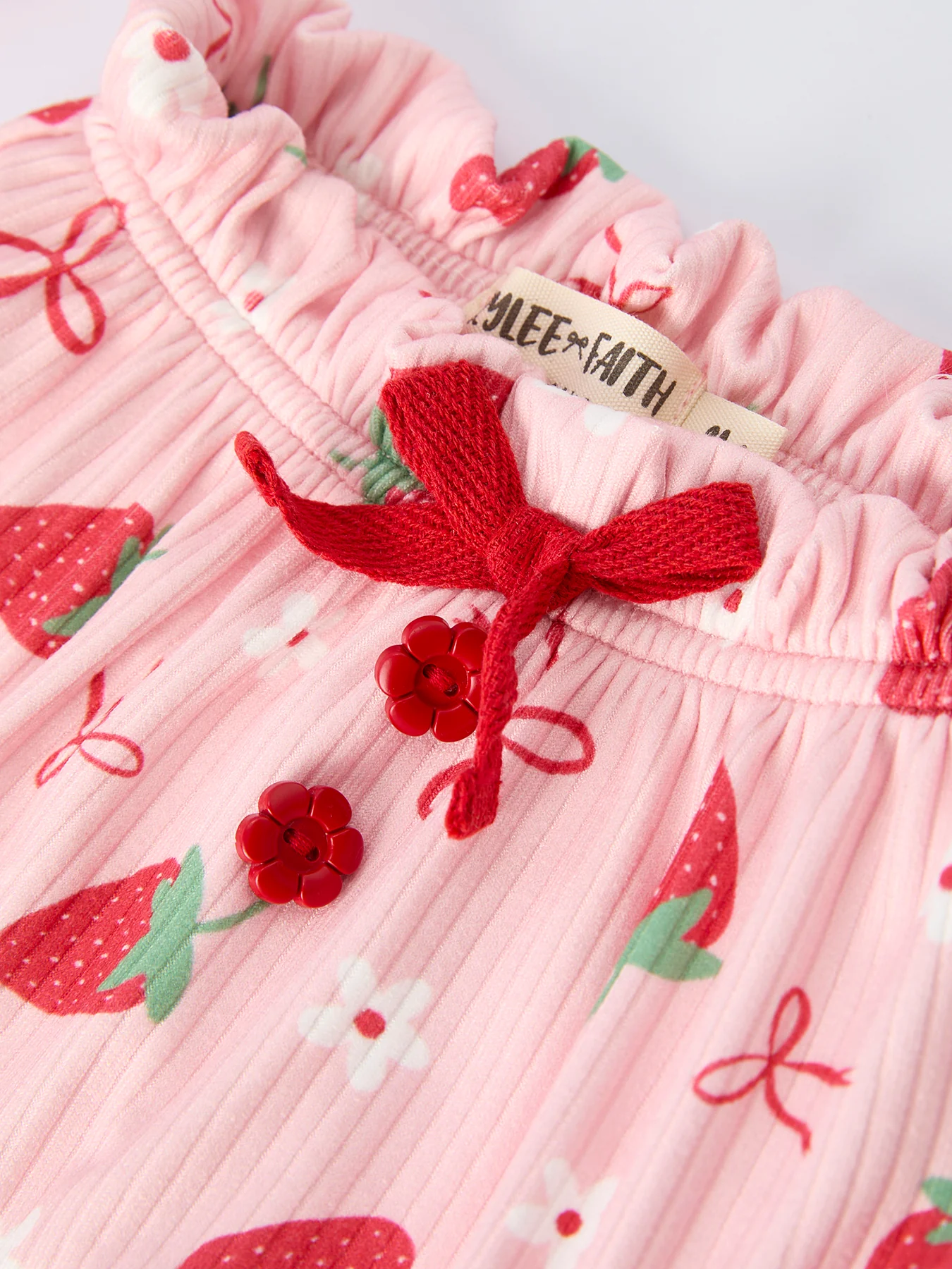 Strawberry Bow Baby Girls Short Sleeves Bloomer Set - Image 4