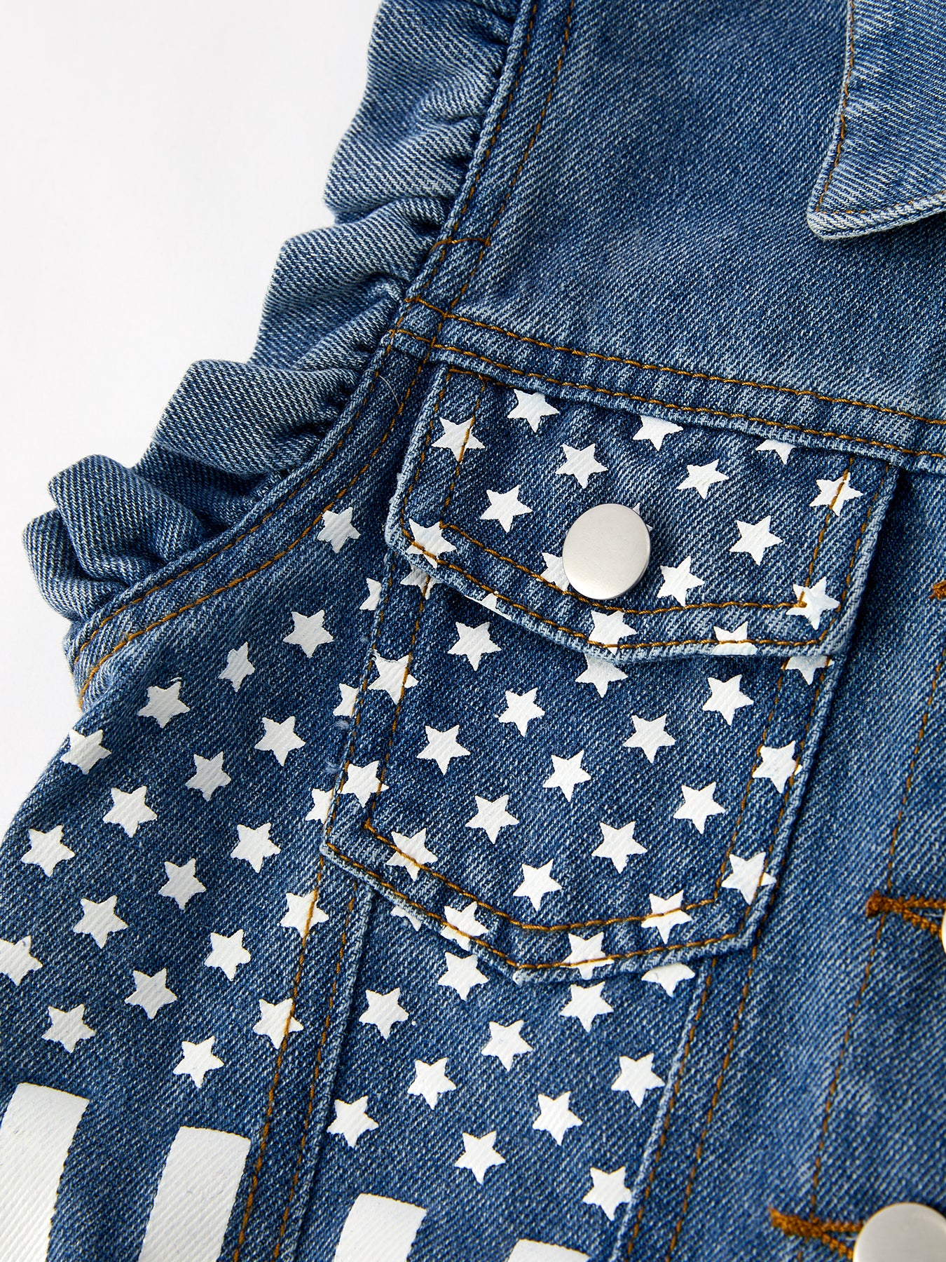 4th of july Stars Stripes Vest Girls Denim Vest - Image 4