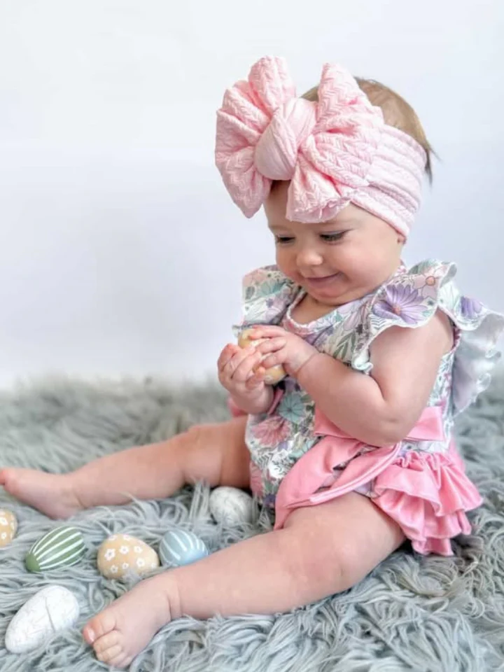 Girls Pink Floral Sleeveless Baby Girls Romper - Image 4