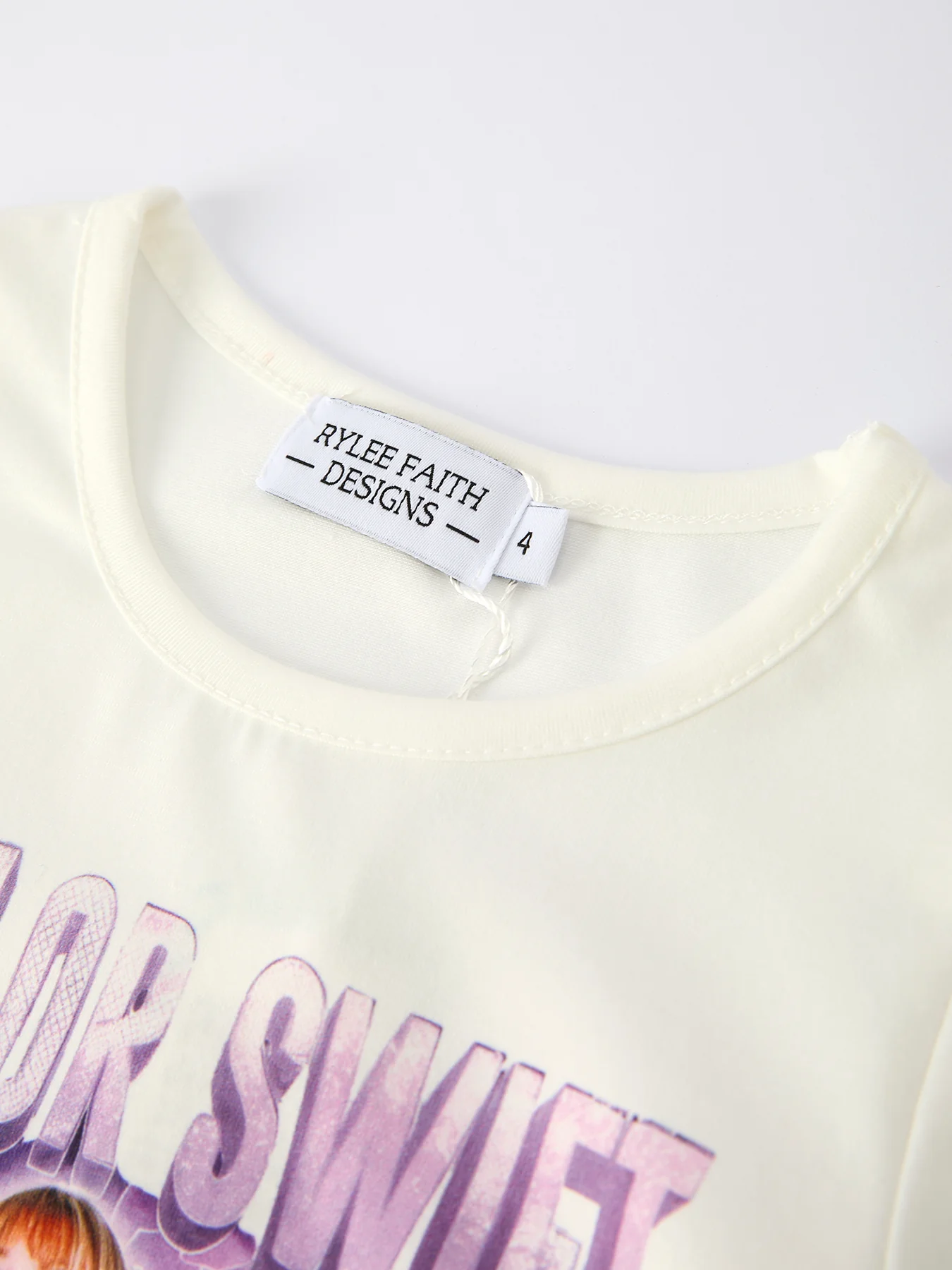 Purple TS Print Girls Milk Silk Outfits:Musical Journey in Style - Image 5