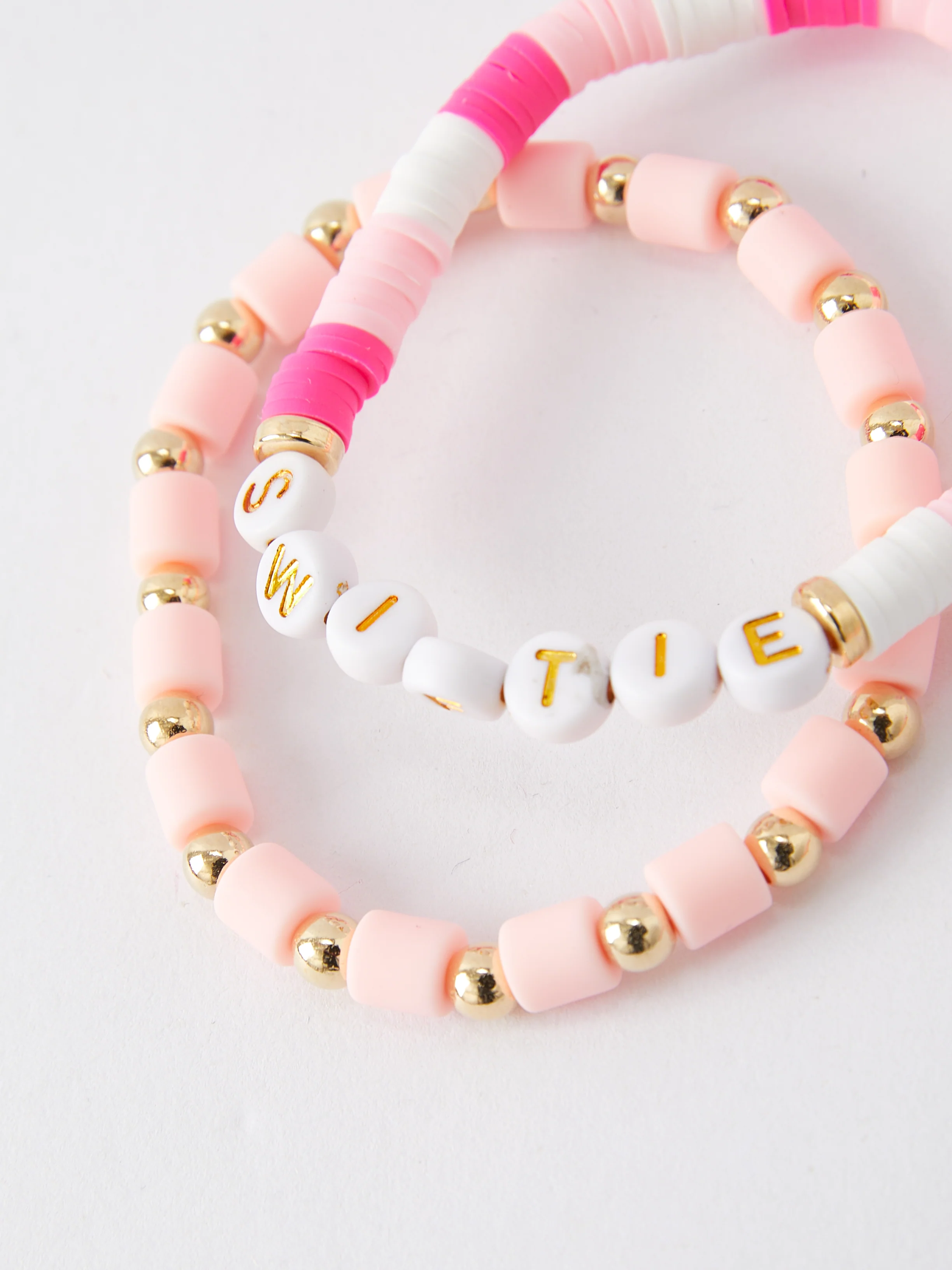 TS Seed Beads Bracelet Elastic Beaded Letter - Image 3