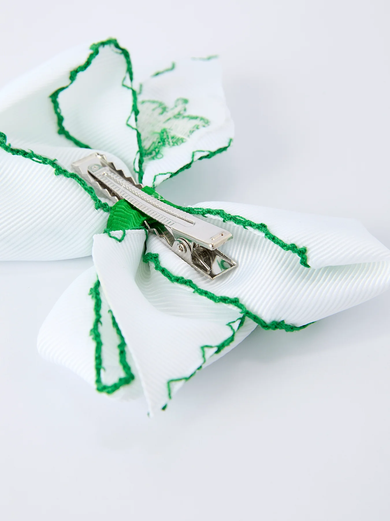 St. Patrick Shamrock Embroidered Hair Bow – Girls Hair Clip - Image 6
