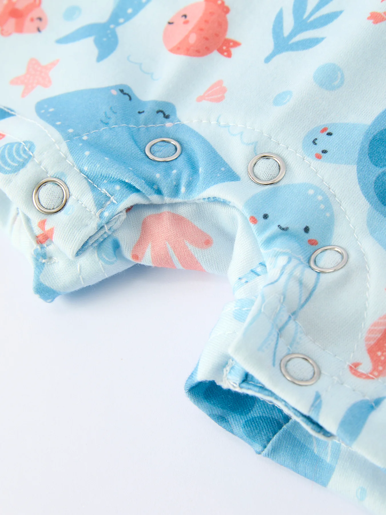 Marine Animal Smocking Embroidered Baby Boys' Romper - Image 5
