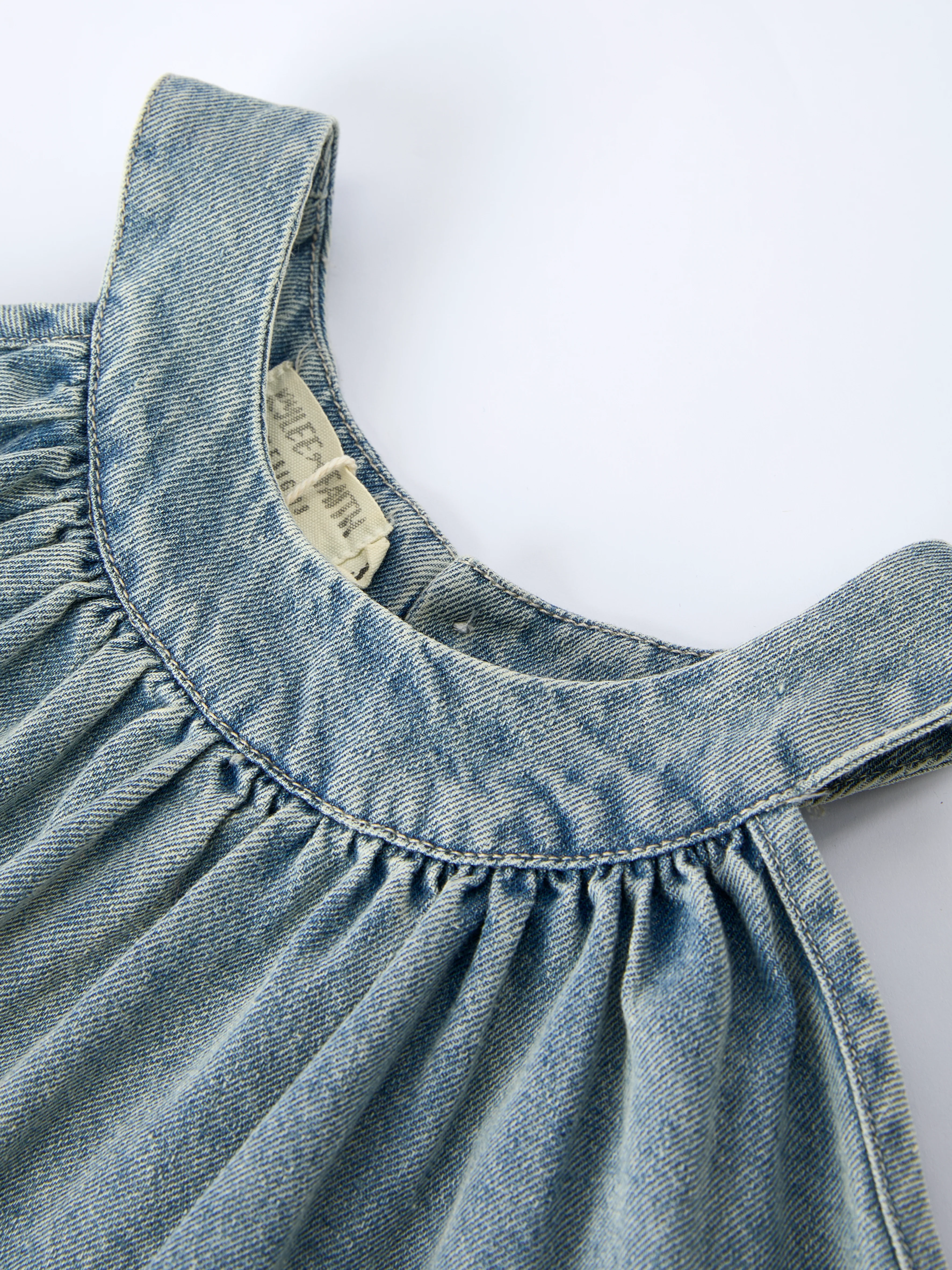 Girls Denim Ruffle Trim A-Line Dress - Image 10