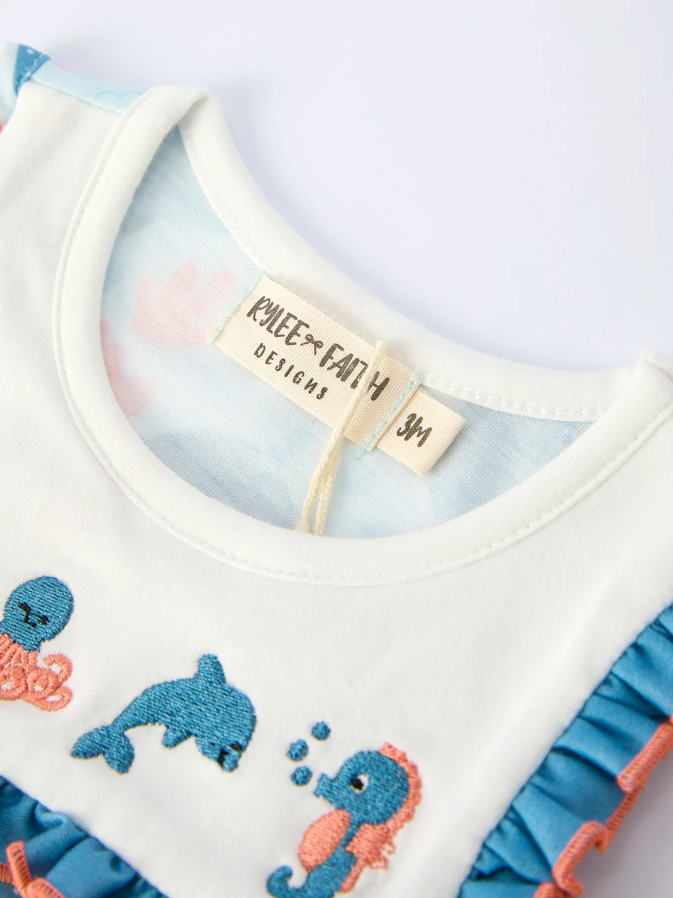 Marine Animal Embroidered Baby Girl Romper - Image 3