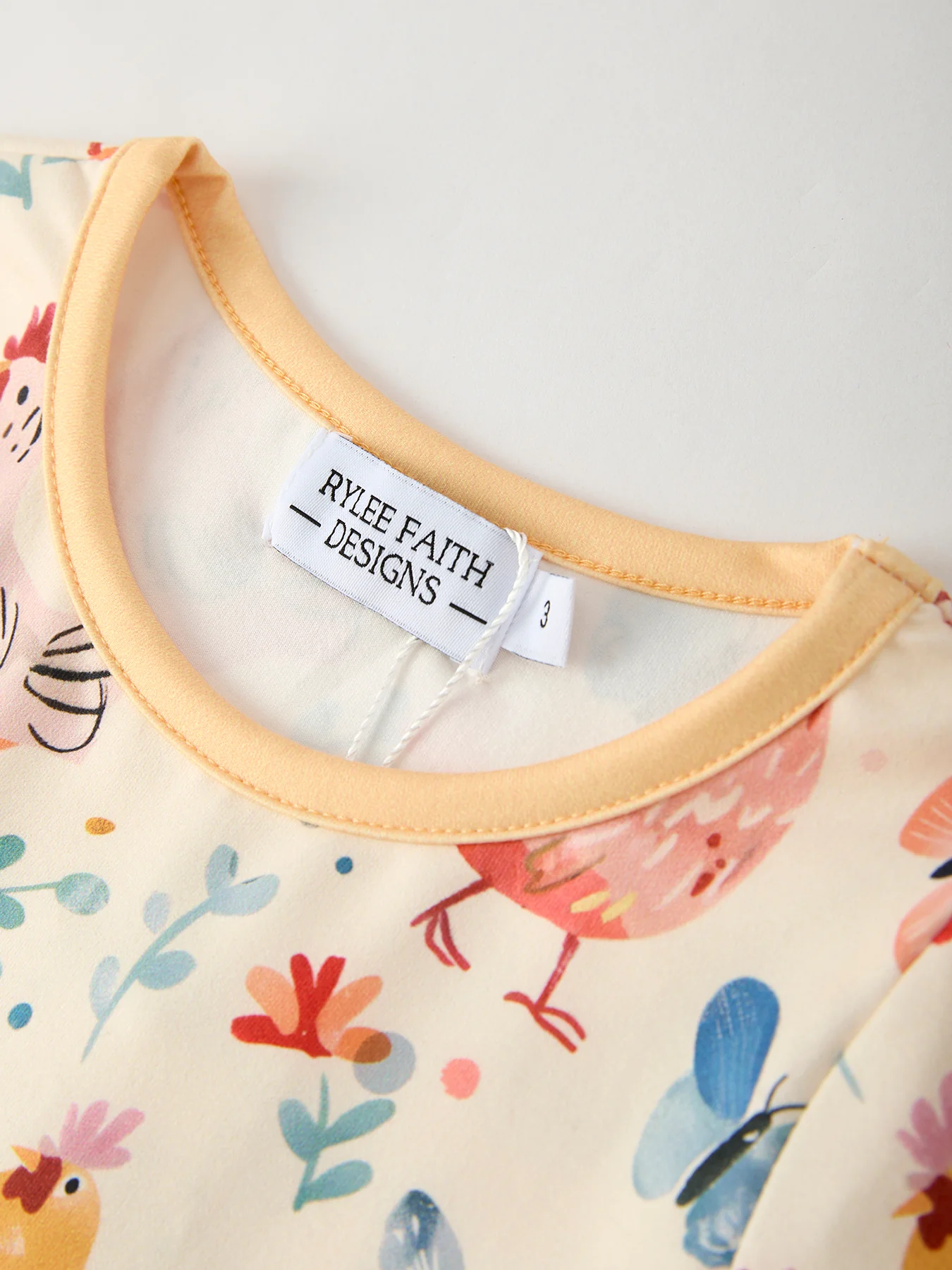 Charming Chicken & Butterfly Girls Dress with Cute Ruffled Pockets - Image 7