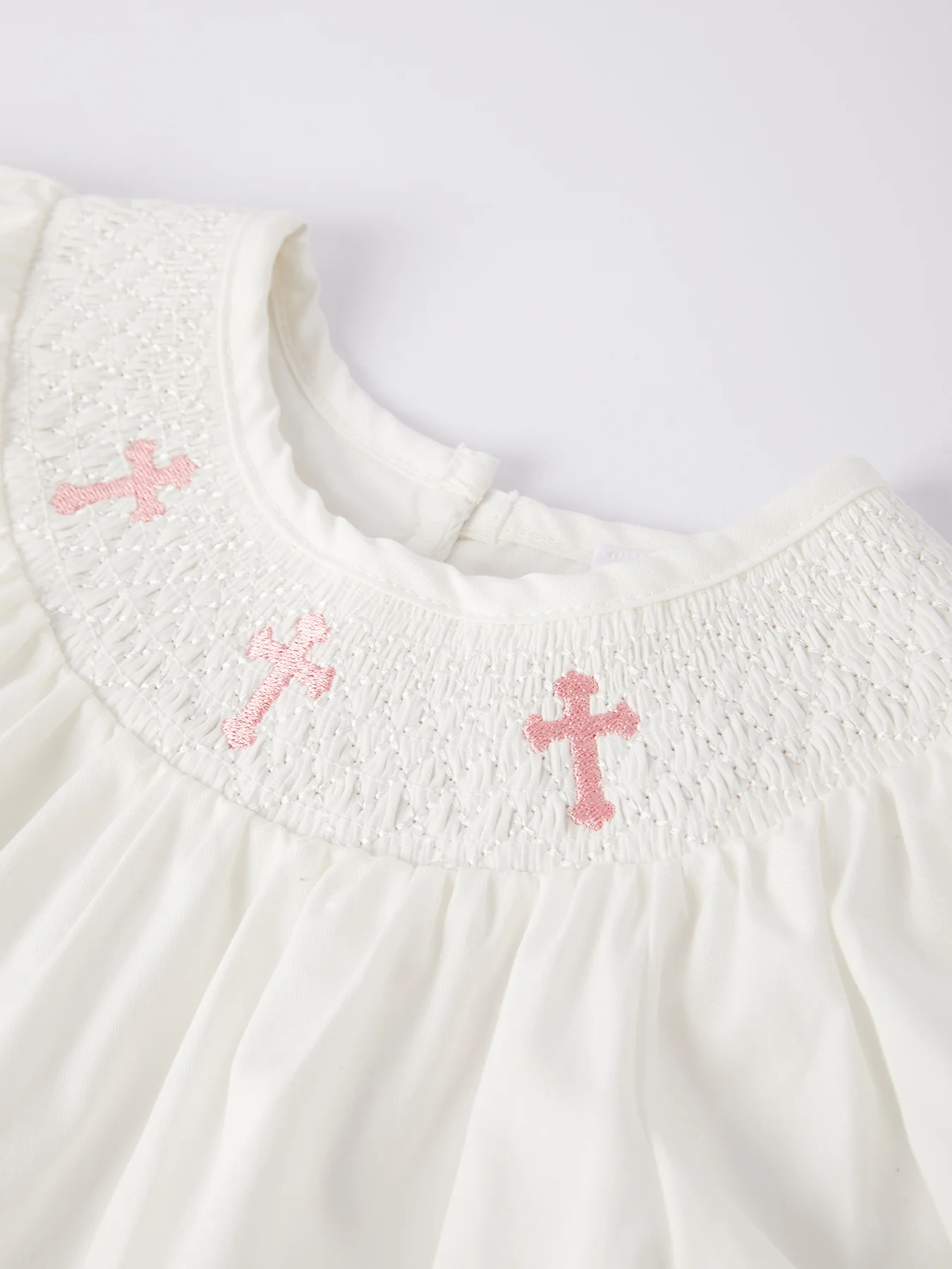 White Smocked Church Christ Bishop Christening Dress - Image 3