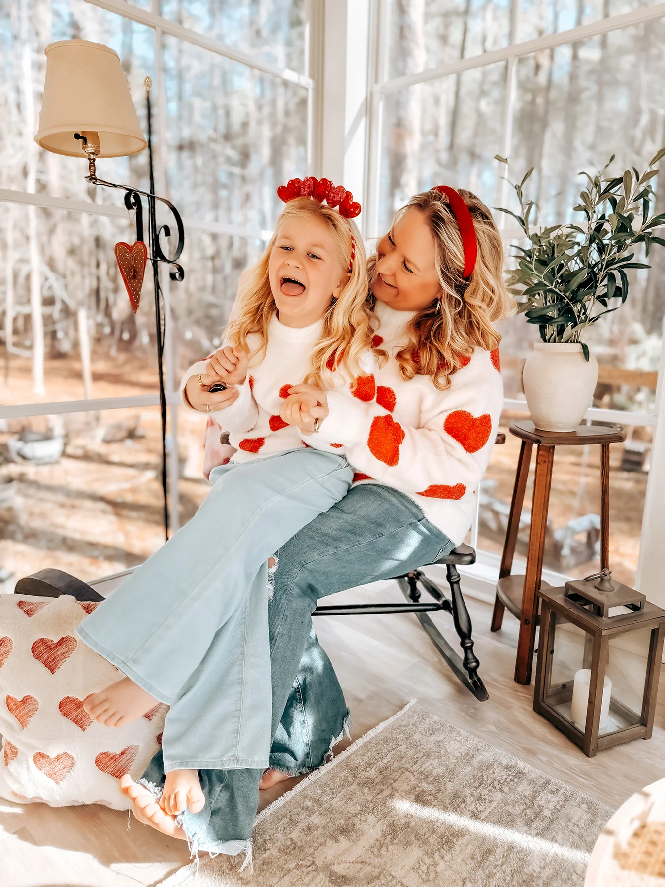 White Mommy & Me Heart Print Knit Pullover Sweater - Image 5