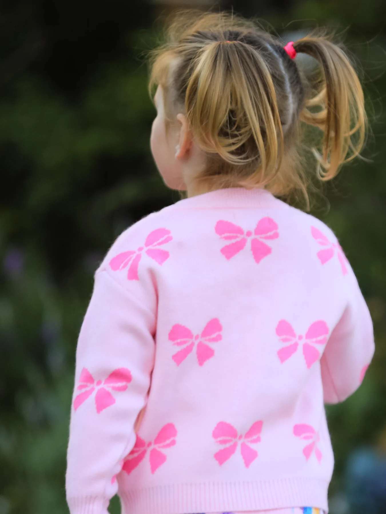 Pink Baby Bow Ribbon Ties Sweater Cardigan - Image 4