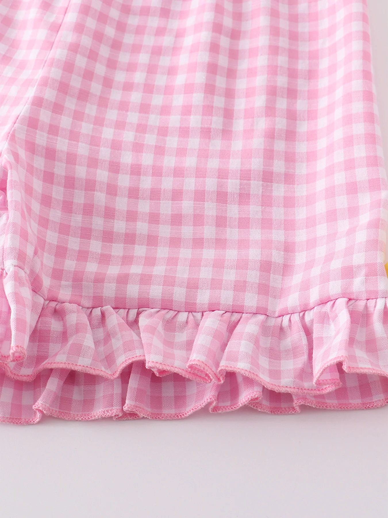 Yellow Plaid Chicken Applique Ruffle Girl Set - Image 4